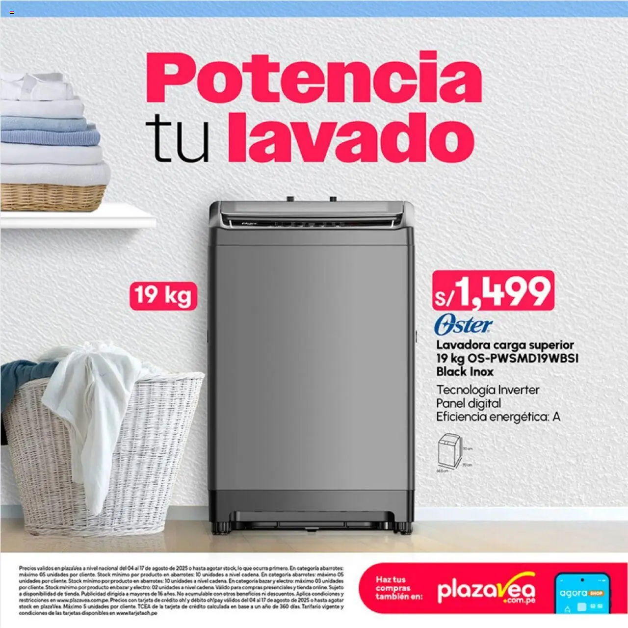 Catálogo Plaza Vea válido desde 04.08.2025 | Página: 10 | Productos: Lavadora