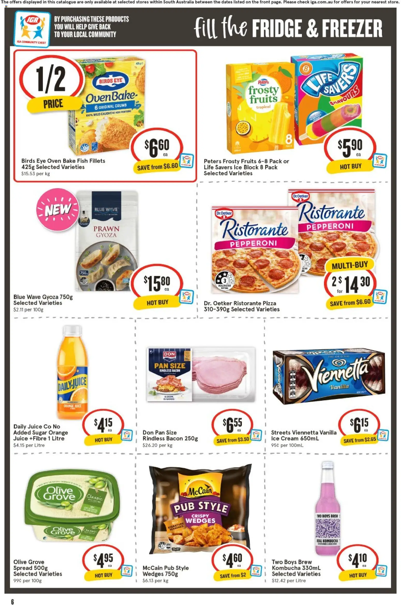 IGA catalogue - valid from 04.02.2026 | Page: 6 | Products: Fish, Ice cream, Sugar, Fridge