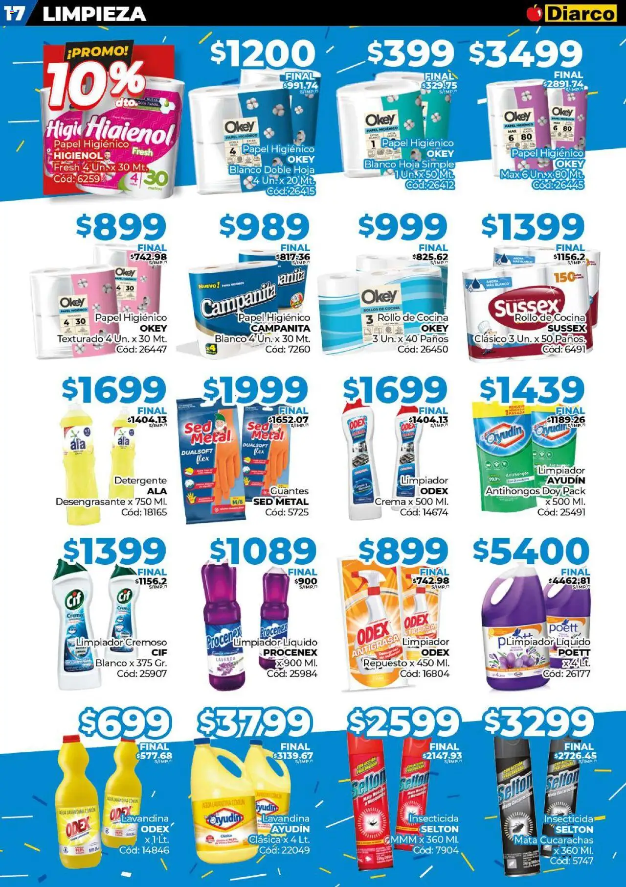 Diarco ofertas │ válido desde el 04.08.2025 | Página: 17 | Productos: Papel higiénico, Detergente, Agua, Limpiador