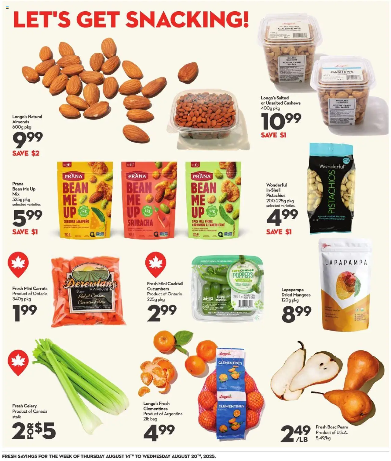 Longo's flyer valid from 14.08.2025 | Page: 12 | Products: Cucumbers, Bag