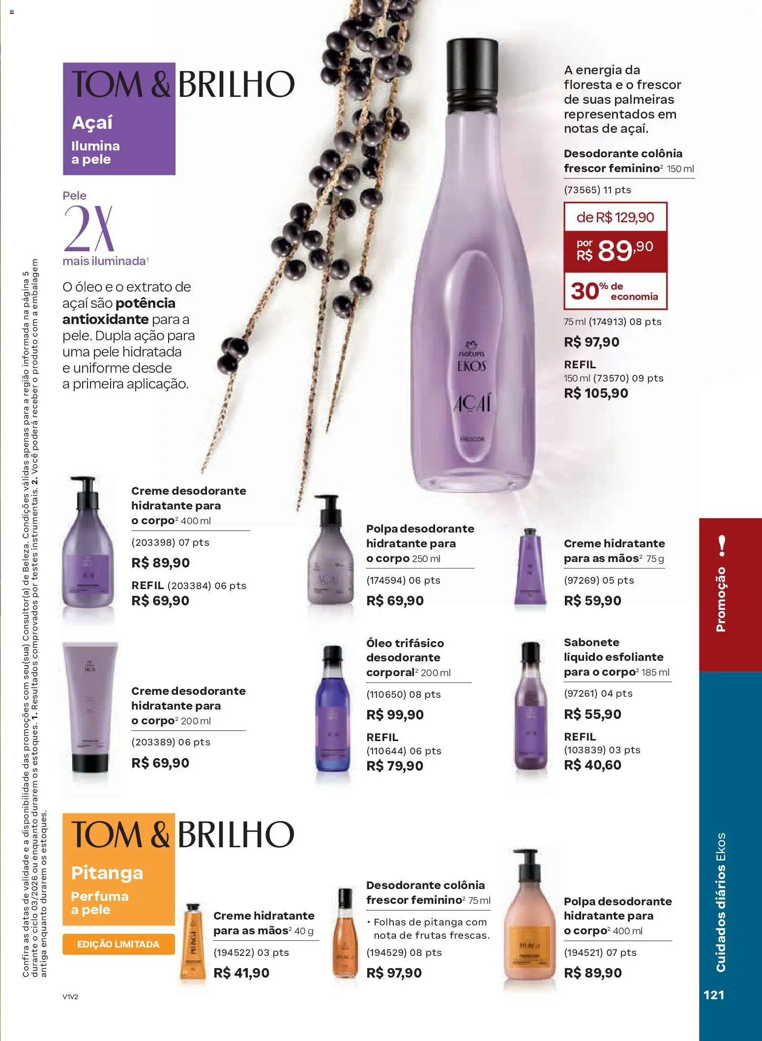 Natura Folheto - válido de 04.02.2026 | Página: 121 | Produtos: Desodorante, Óleo, Sabonete, Açaí