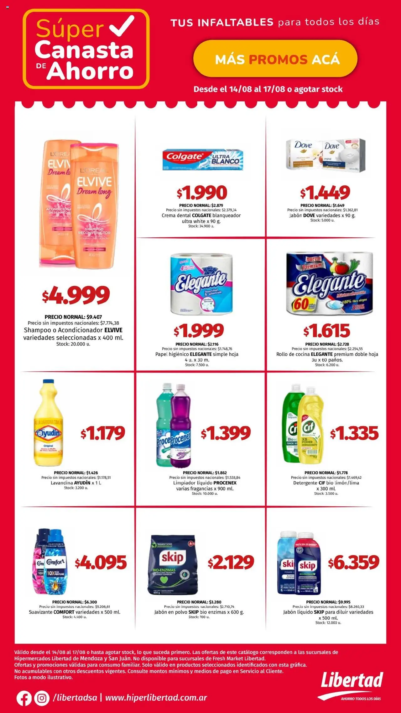 Hipermercado Libertad - Canasta - CUYO │ válido desde el 14.08.2025 | Página: 4 | Productos: Polvo, Shampoo, Acondicionador, Crema