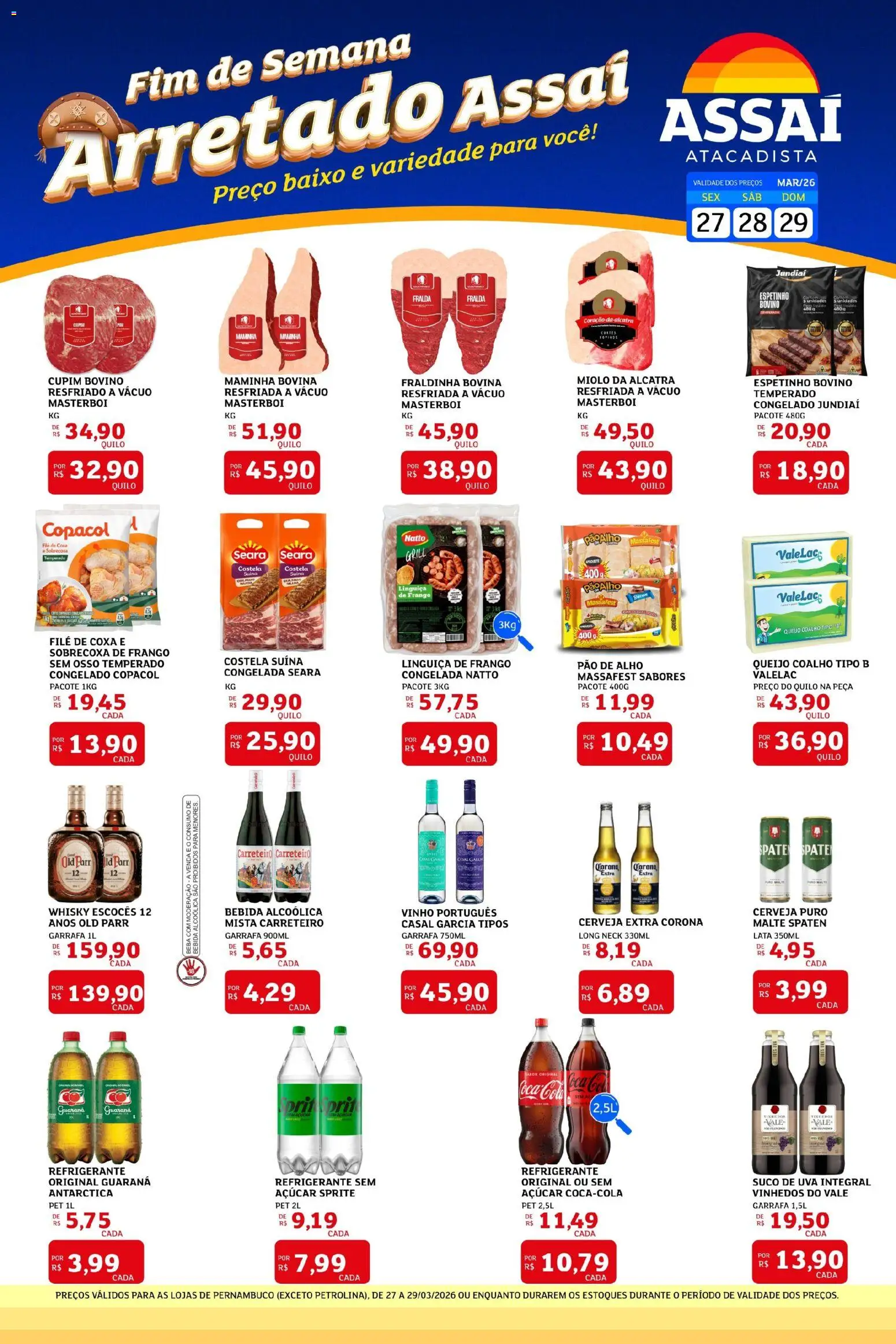 Assaí Atacadista Folheto - válido de 27.03.2026 | Página: 1 | Produtos: Pó, Guaraná, Linguiça, Frango