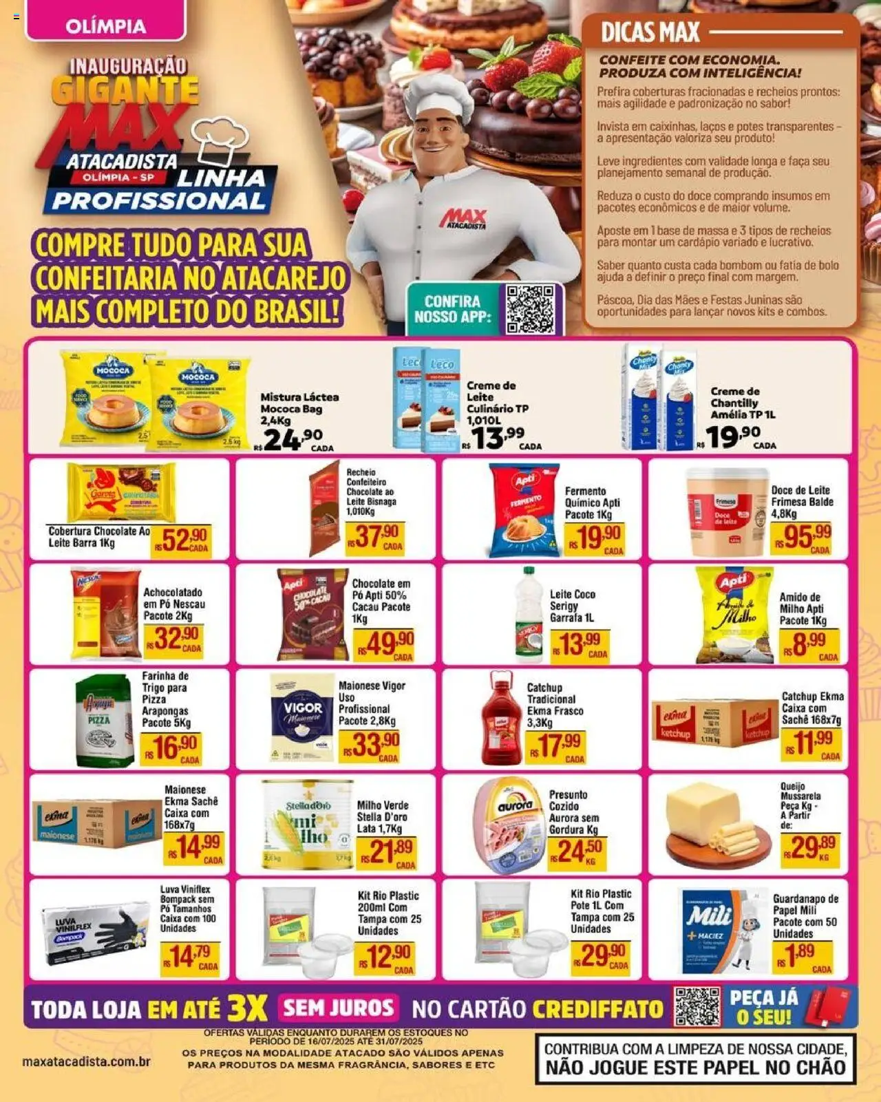 Max Atacadista Folheto - válido de 16.07.2025 | Página: 1 | Produtos: Pó, Farinha de trigo, Faca, Balde