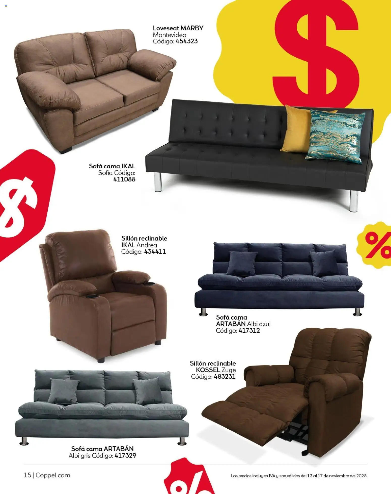 Nuevas ofertas de Coppel válidas en toda la República Mexicana desde el 13.11.2025. ¡Encuentra las mejores ofertas en Coppel Buen Fin! | Página: 16 | Productos: Sofá, Sillón, Cama