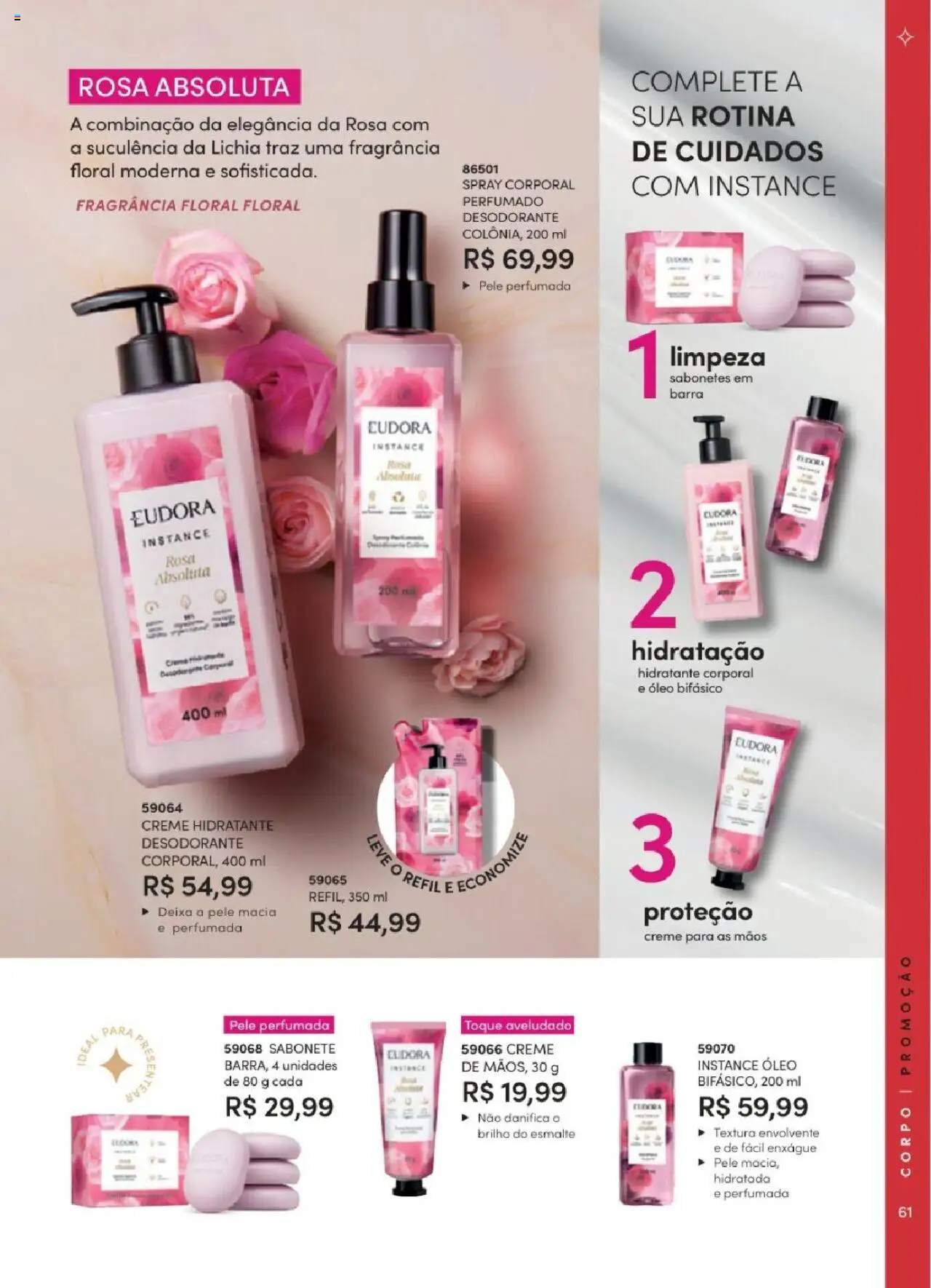 Eudora Folheto - válido de 06.06.2025 | Página: 61 | Produtos: Lichia, Desodorante, Óleo, Sabonete