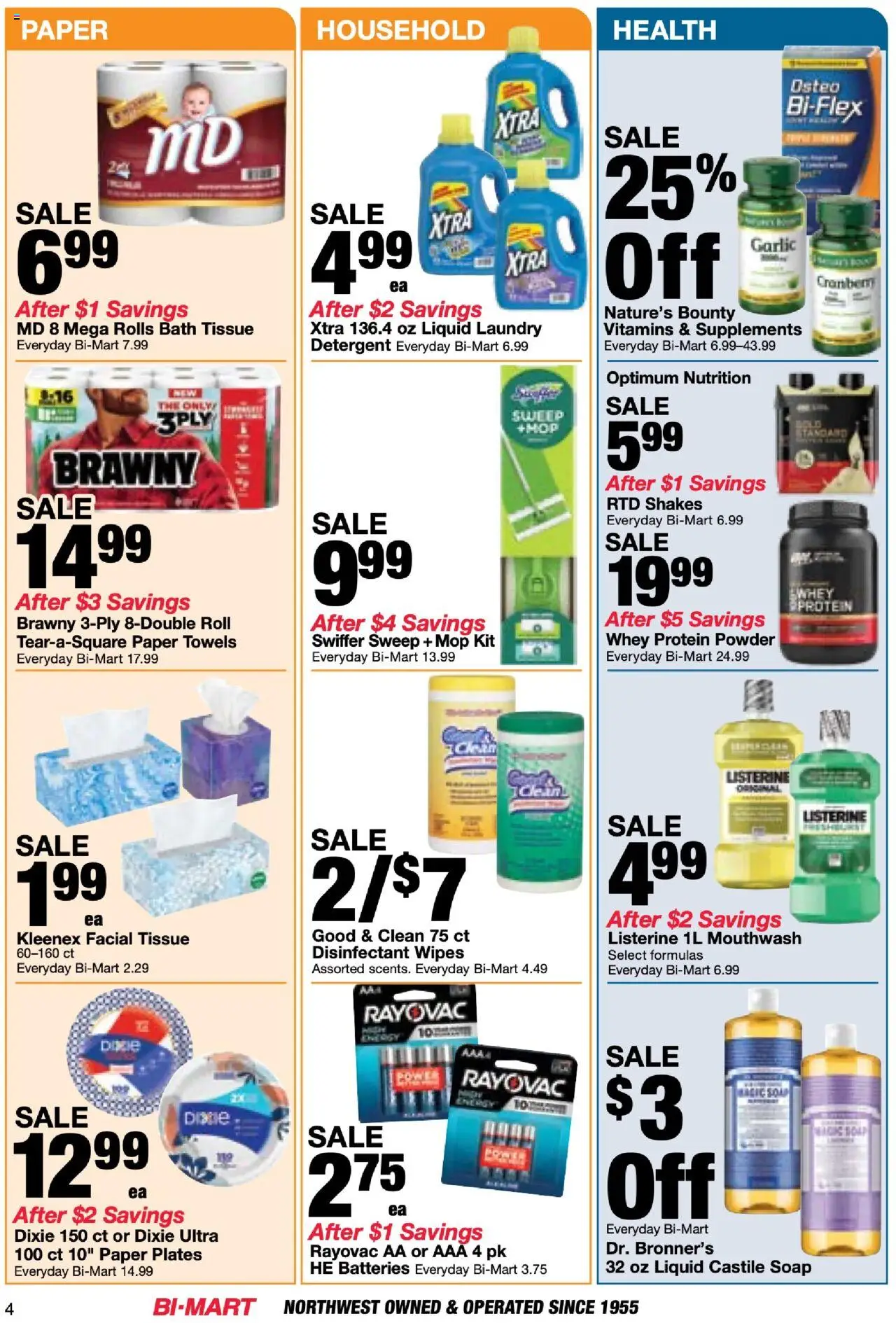 Bi-Mart Anniversary Savings Book - valid from 26.08.2025 | Page: 4 | Products: Protein Powder, Mouthwash, Detergent, Garlic