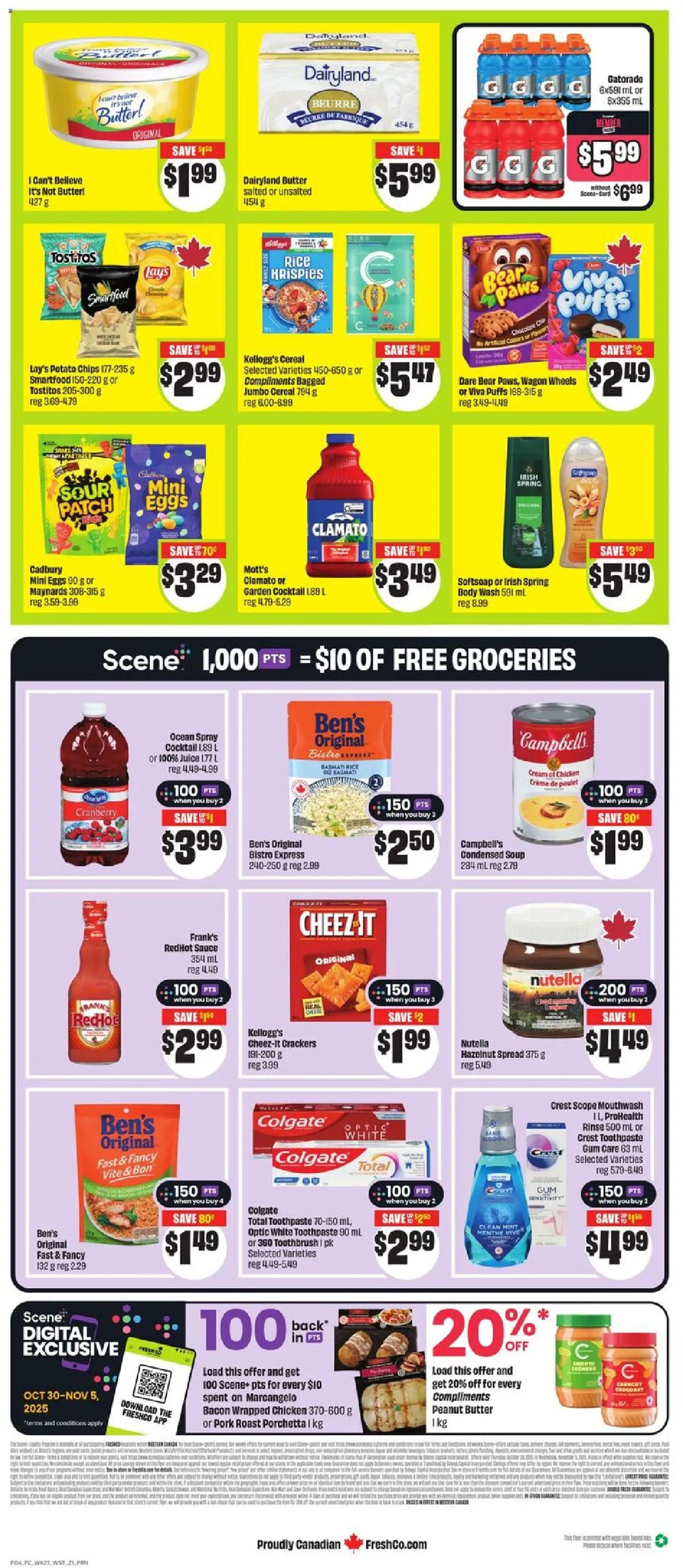 FreshCo flyer valid from 30.10.2025 | Page: 2 | Products: Rice, Mouthwash, Chocolate, Chicken