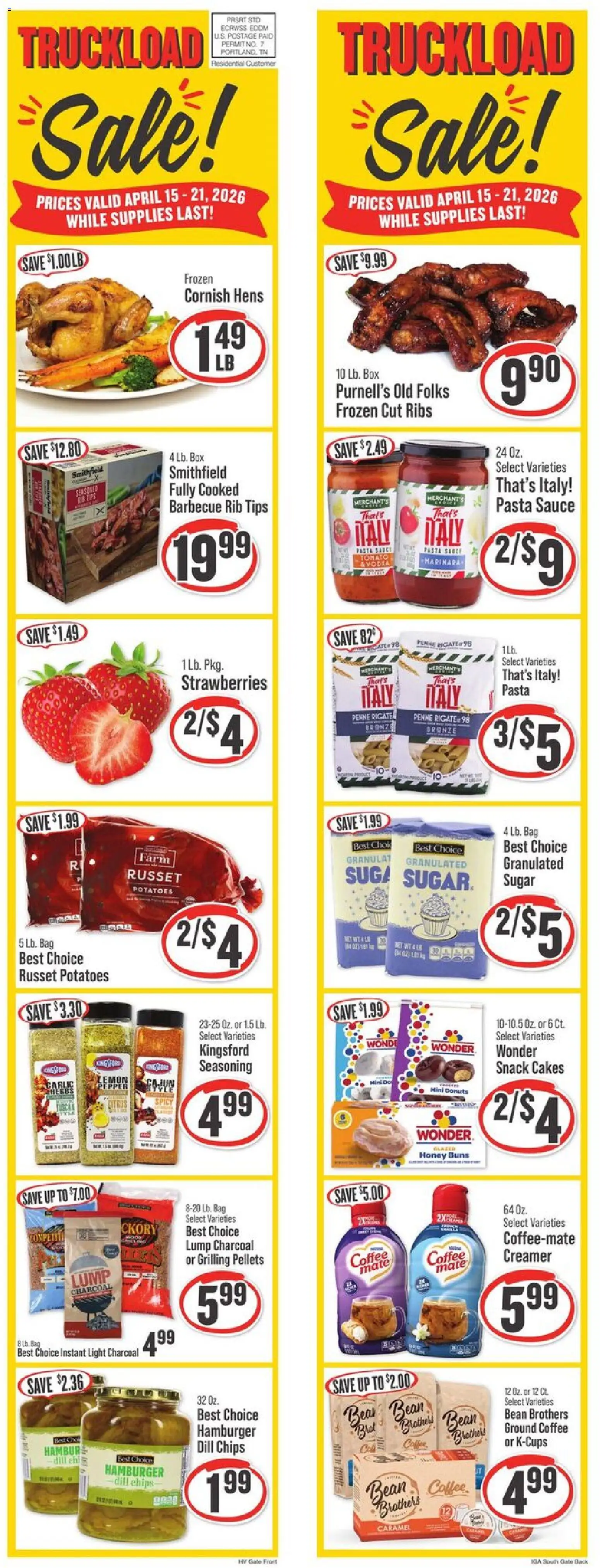 IGA Weekly Ad - valid from 15.04.2026 | Page: 2 | Products: Pasta, Chips, Sugar, Garlic