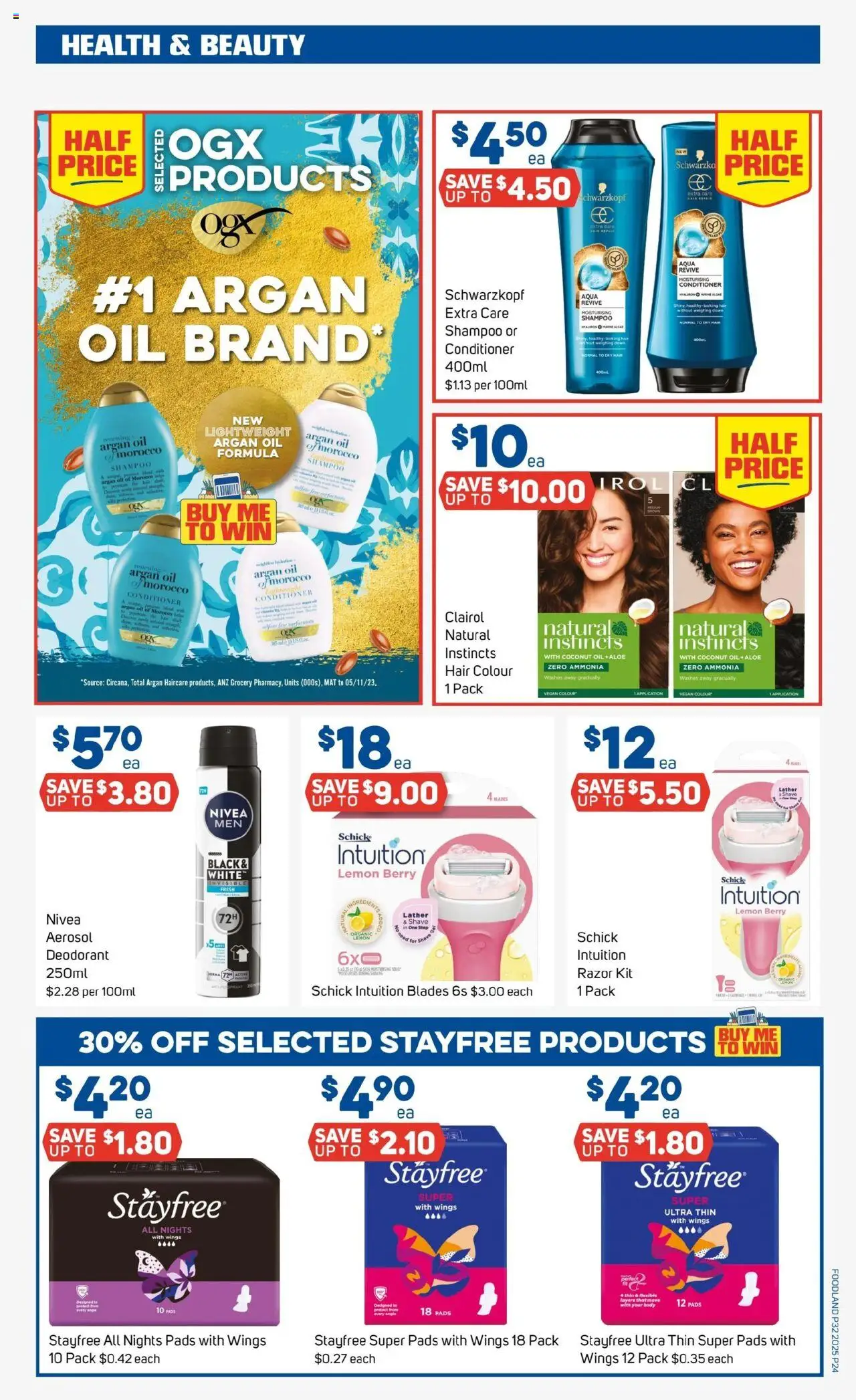 Foodland catalogue - valid from 06.08.2025 | Page: 24 | Products: Conditioner, Oil, Deodorant, Razor
