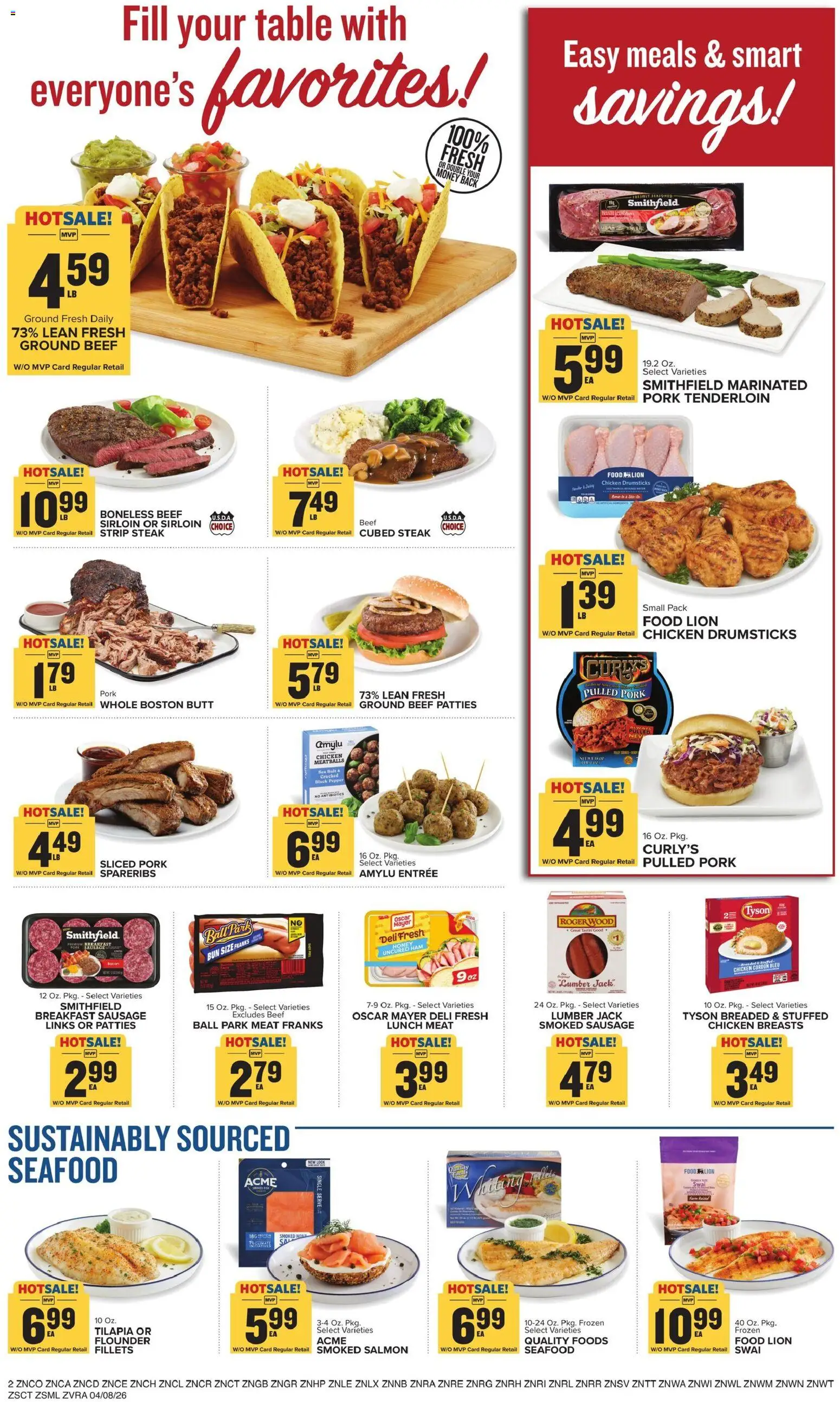 Food Lion Weekly Ad - valid from 08.04.2026 | Page: 3 | Products: Ham, Pork, Beef, Sausage