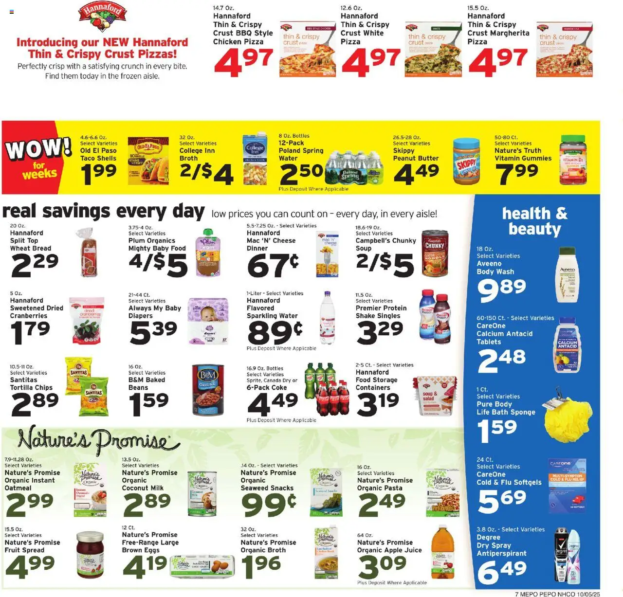 Hannaford Weekly Ad - valid from 05.10.2025 | Page: 7 | Products: Eggs, Chips, Baby food, Water