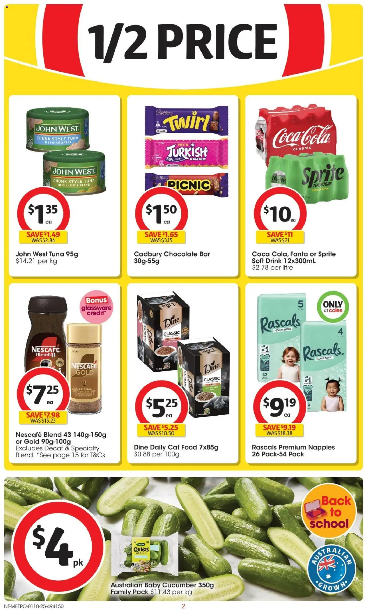 Coles catalogue - valid from 01.10.2025 | Page: 2 | Products: Chocolate, Glassware, Nappies, Nescafe