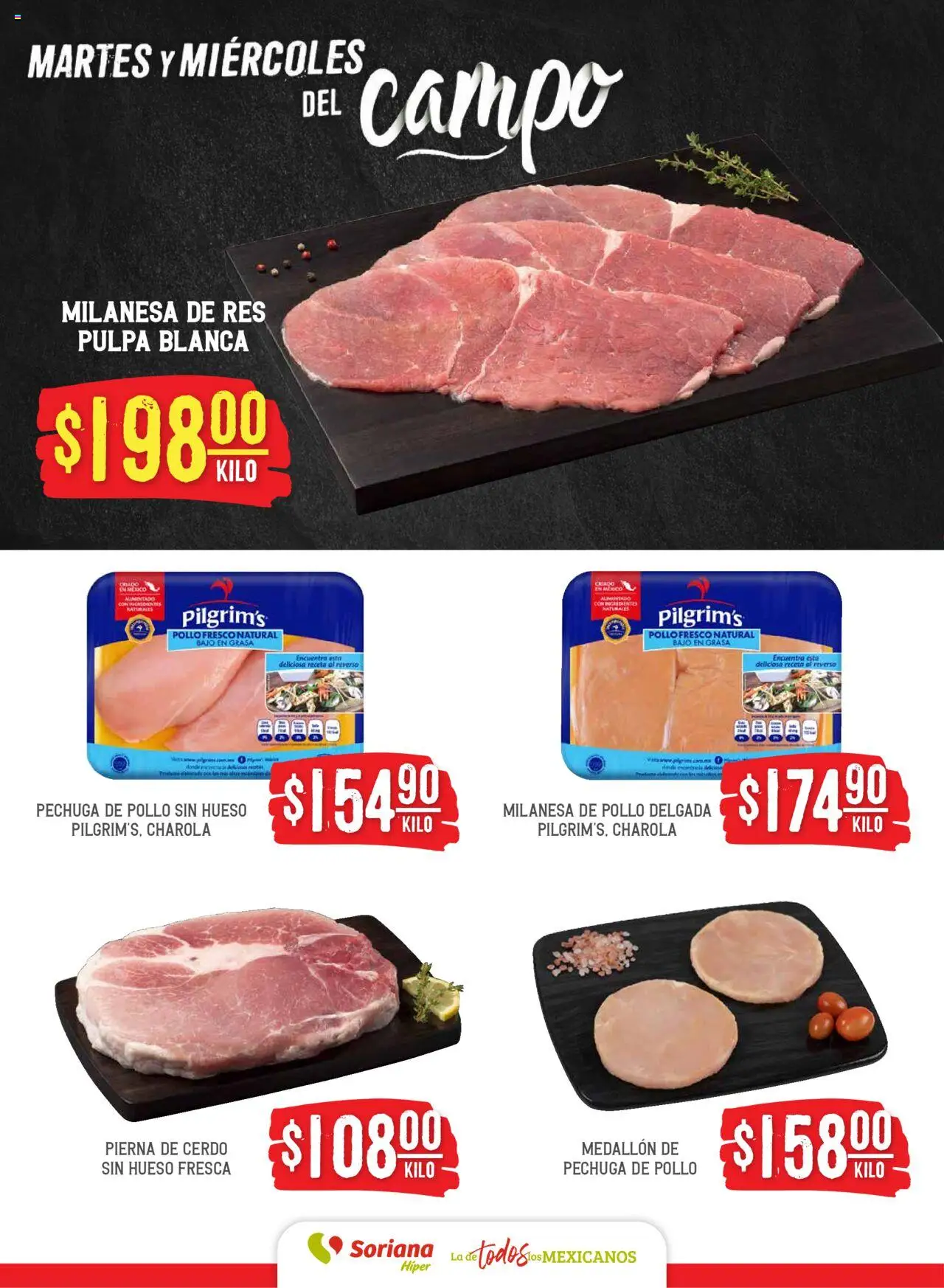 Nuevas ofertas de Soriana válidas en toda la República Mexicana desde el 19.08.2025. ¡Encuentra las mejores ofertas en Soriana folleto! | Página: 4 | Productos: Pollo, Milanesa, Cerdo, Res