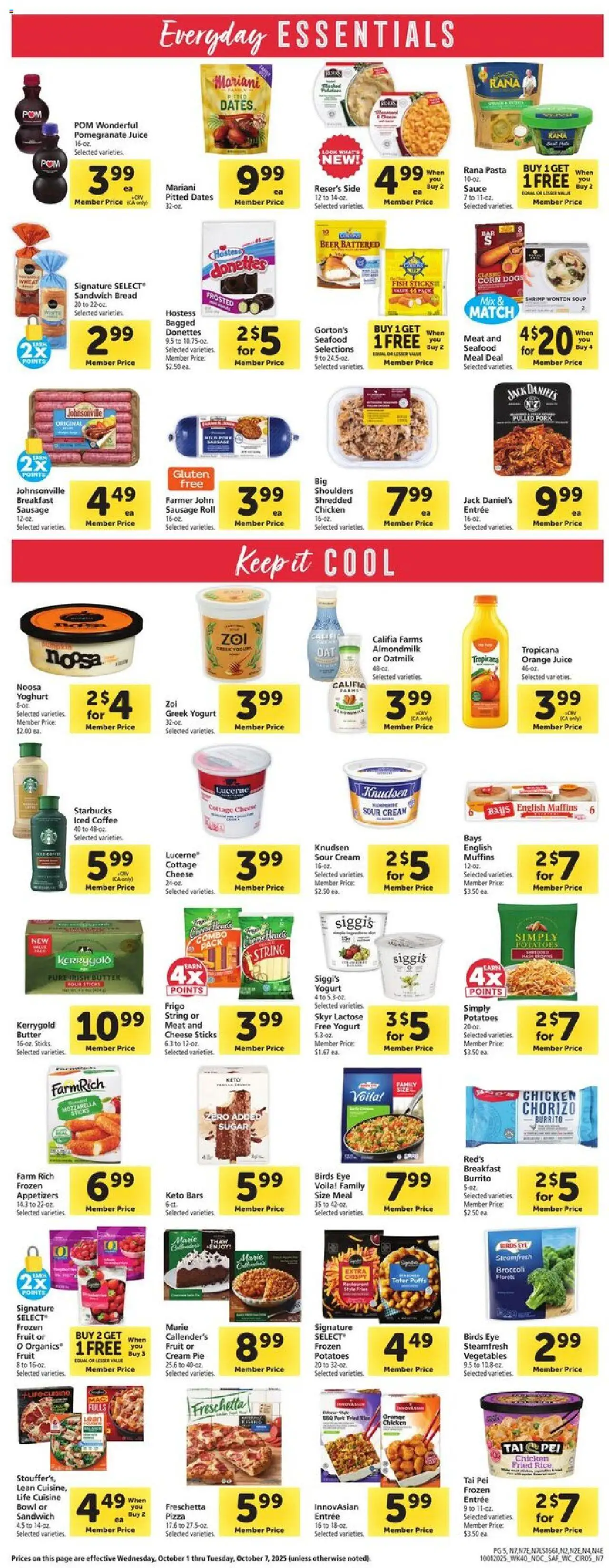 Safeway Weekly Ad - valid from 01.10.2025 | Page: 5 | Products: Yogurt, Sour cream, Cream, Sausage