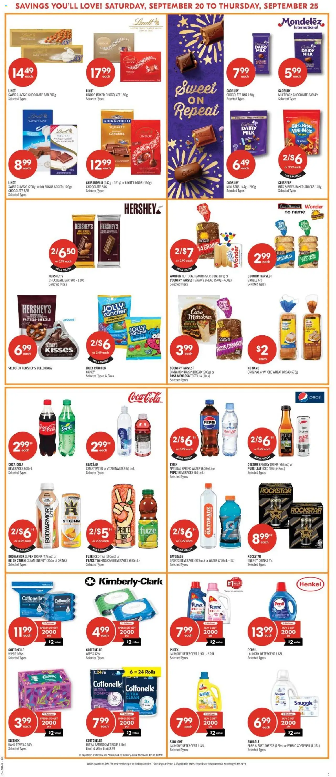 Shoppers flyer valid from 20.09.2025 | Page: 8 | Products: Bag, Eggs, Bread, Chocolate