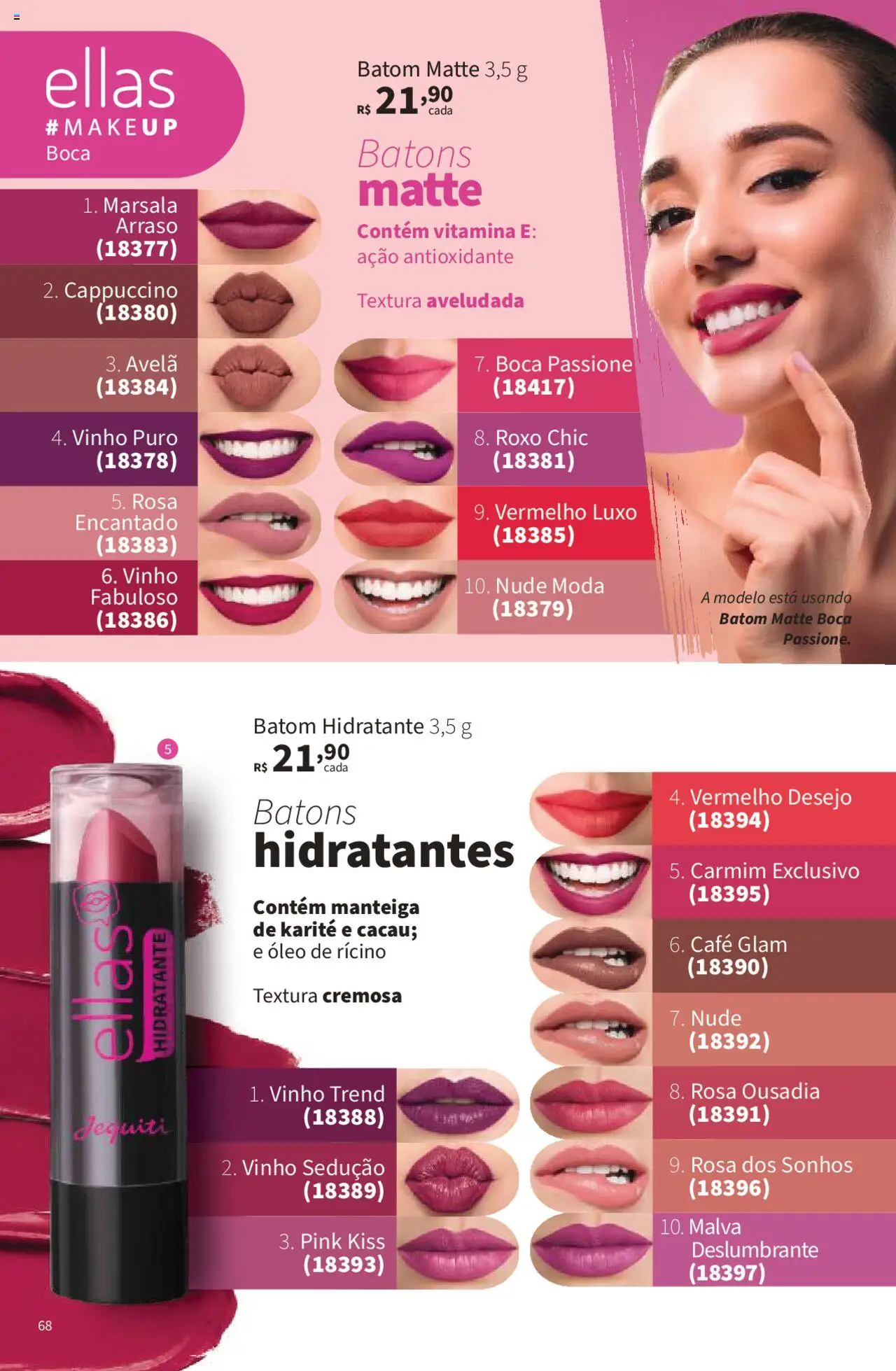 Jequiti Folheto - válido de 22.08.2025 | Página: 68 | Produtos: Batom, Manteiga, Café, Avelã