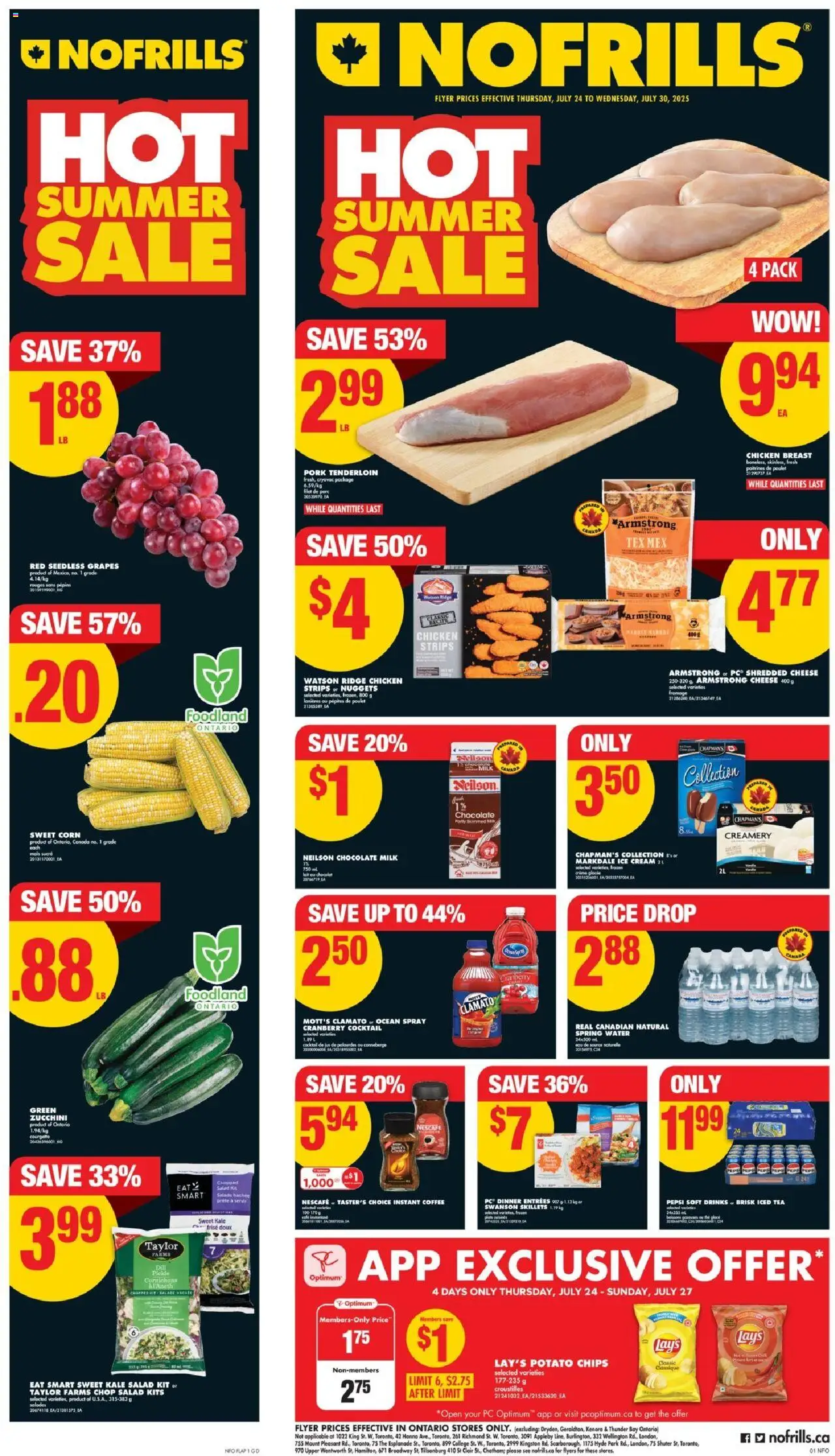No Frills flyer valid from 24.07.2025 | Page: 1 | Products: Cream, Ridge, Cheese, Chicken