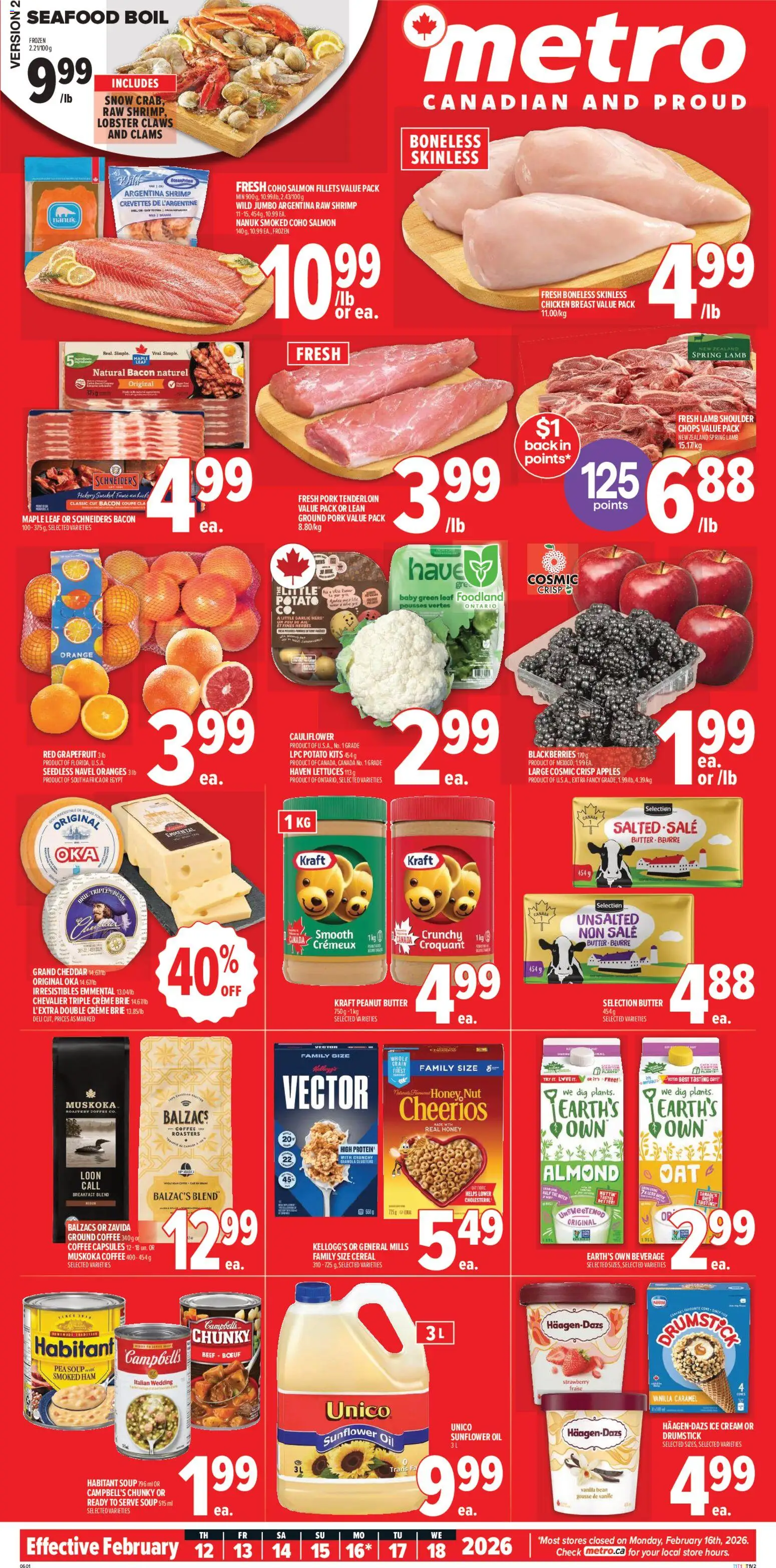 Metro flyer valid from 12.02.2026 | Page: 2 | Products: Oil, Ham, Apples, Oranges