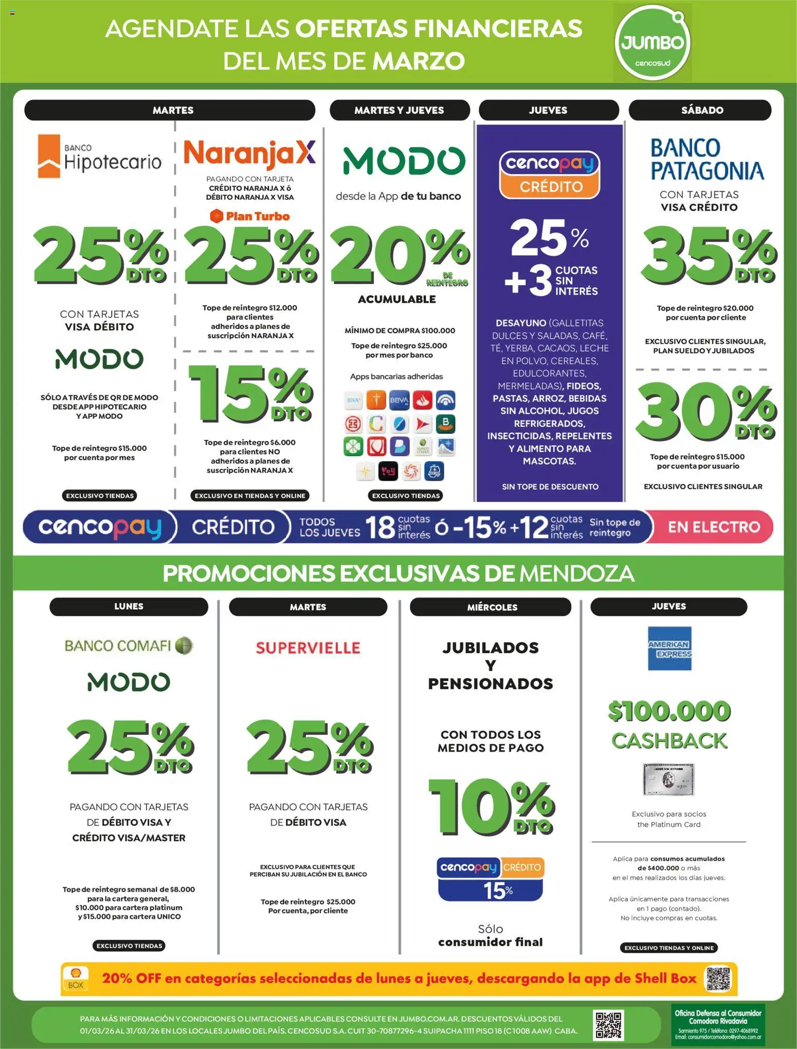 Jumbo - Ofertas | Mendoza │ válido desde el 20.03.2026 | Página: 9 | Productos: Teléfono, Banco, Galletitas, Leche