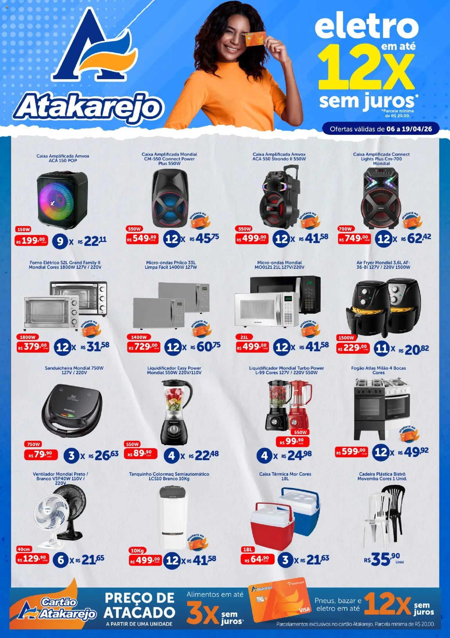 Atakarejo Folheto - válido de 06.04.2026 | Página: 1 | Produtos: Tanquinho, Caixa térmica, Air fryer, Caixa