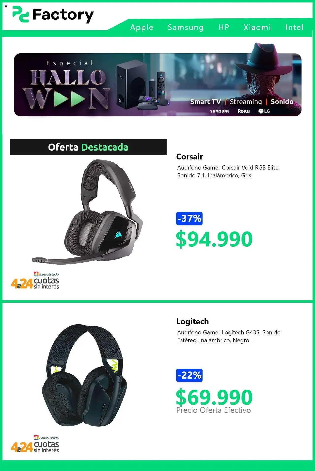 PC Factory ofertas  │ válido desde el 20.10.2025 | Página: 5 | Productos: Audifono
