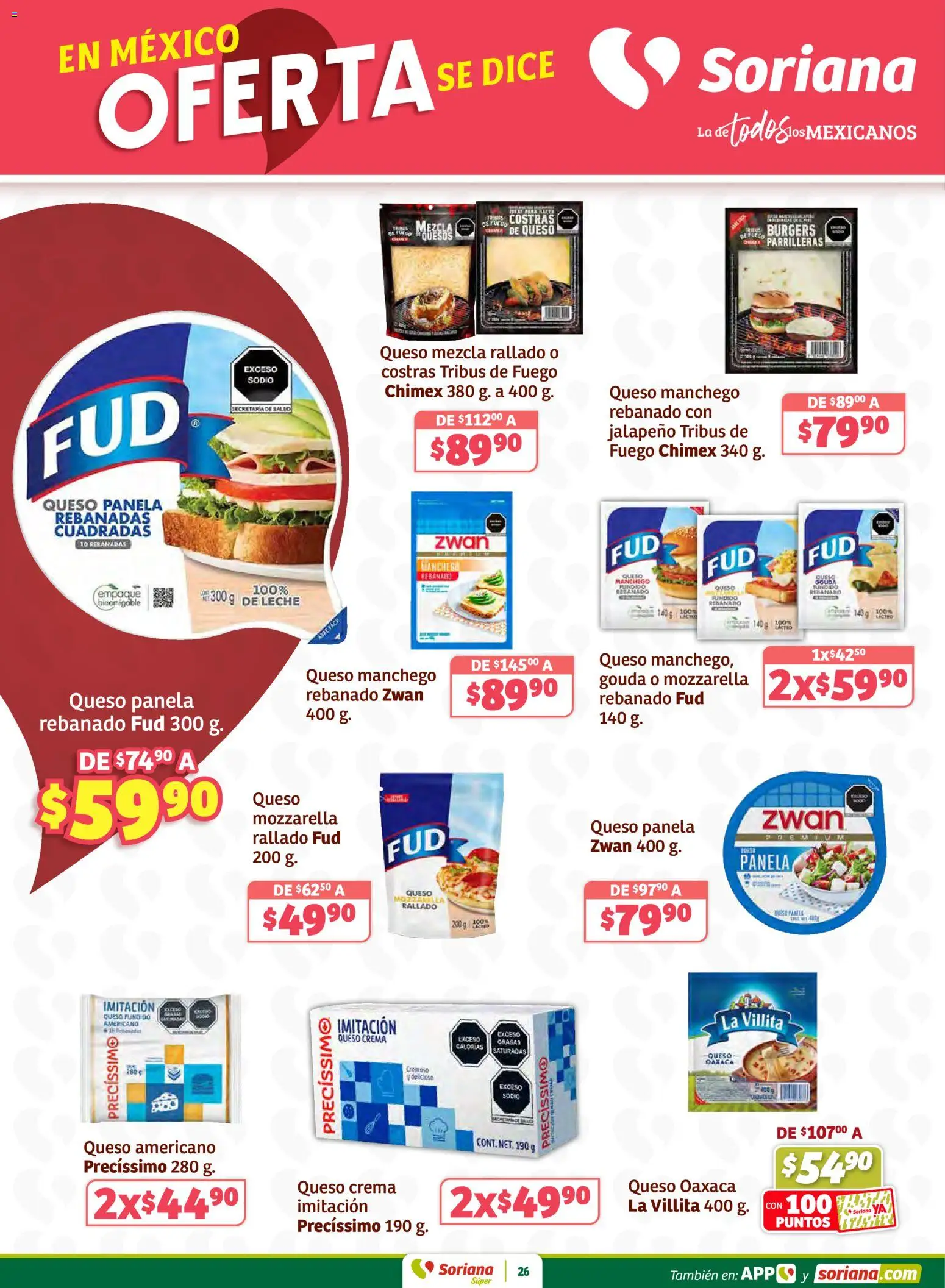 Nuevas ofertas de Soriana válidas en toda la República Mexicana desde el 30.01.2026. ¡Encuentra las mejores ofertas en Soriana - Preciazazaso Súper: Frontera Chia, Q. Roo! | Página: 26 | Productos: Queso crema, Crema, Leche, Queso