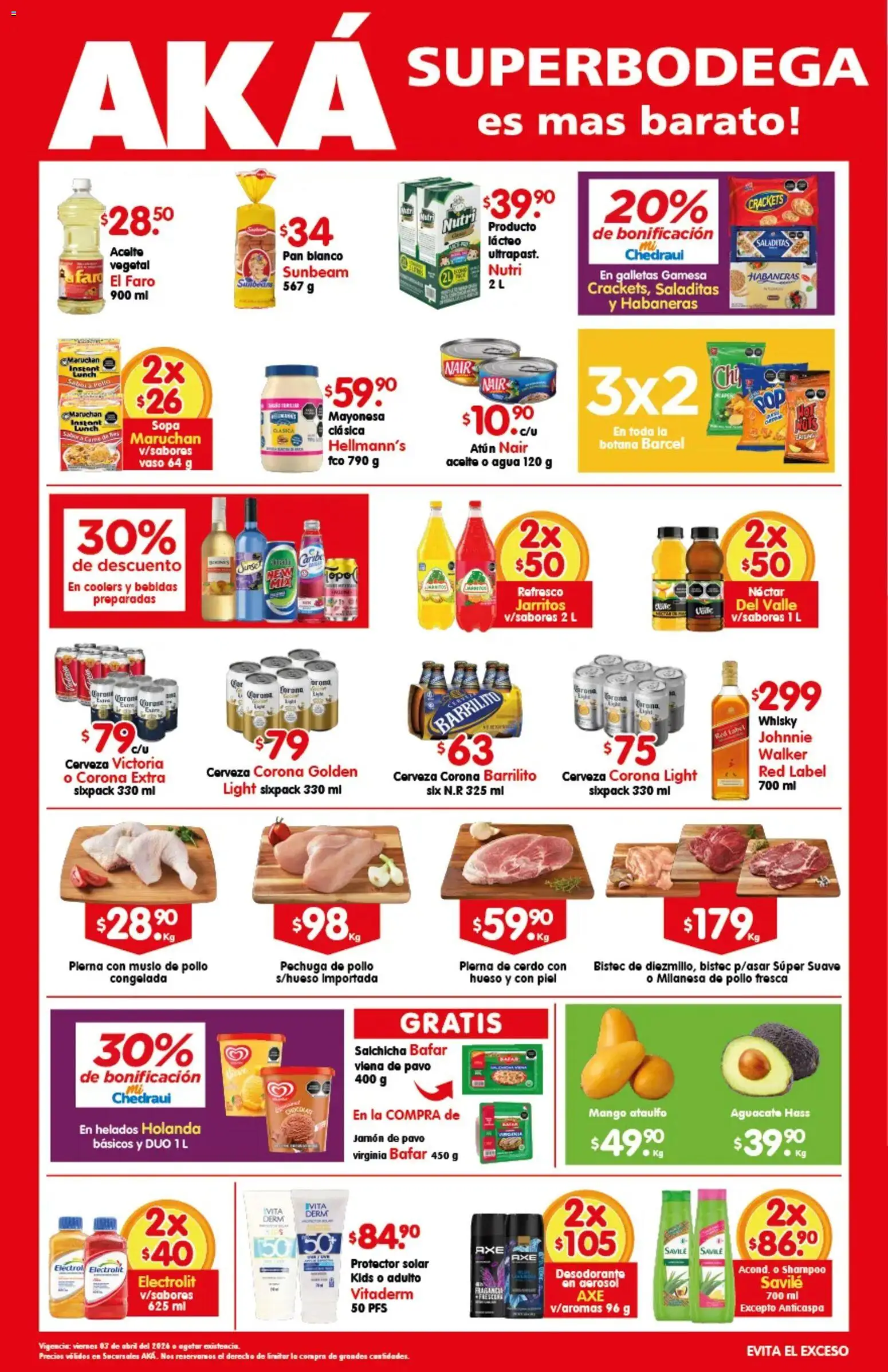 Nuevas ofertas de Arteli válidas en toda la República Mexicana desde el 03.04.2026. ¡Encuentra las mejores ofertas en Arteli folleto Aká Superbodegas ! | Página: 1 | Productos: Agua, Aceite, Aguacate, Galletas