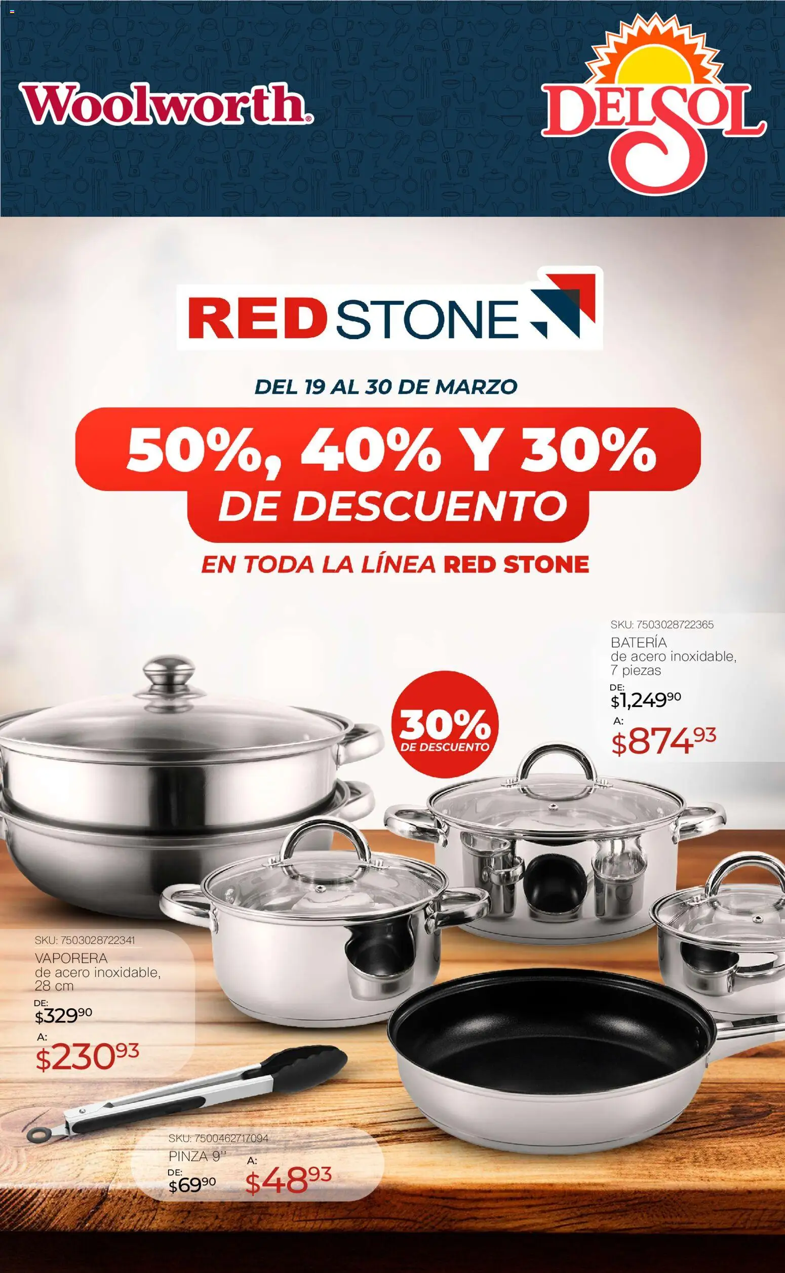 Nuevas ofertas de Del Sol y Woolworth catálogo válidas en toda la República Mexicana desde el 19.03.2026. ¡Encuentra las mejores ofertas en Del Sol y Woolworth catálogo! | Página: 1 | Productos: Vaporera, Batería, Pinza