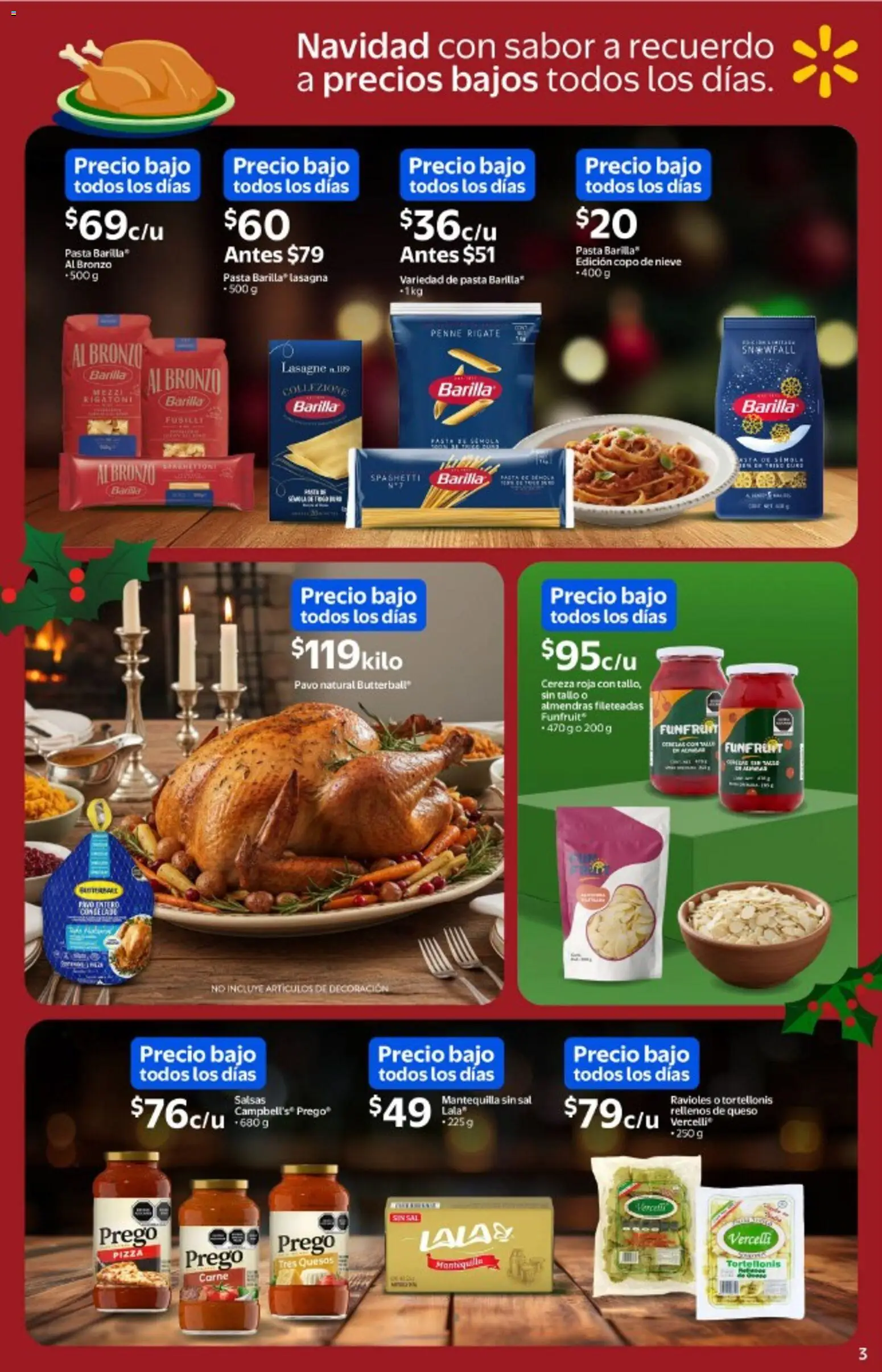 Nuevas ofertas de Walmart válidas en toda la República Mexicana desde el 03.12.2025. ¡Encuentra las mejores ofertas en Walmart catálogo La cena más esperada a precios bajos! | Página: 3 | Productos: Almendras, Mantequilla, Queso, Pizza
