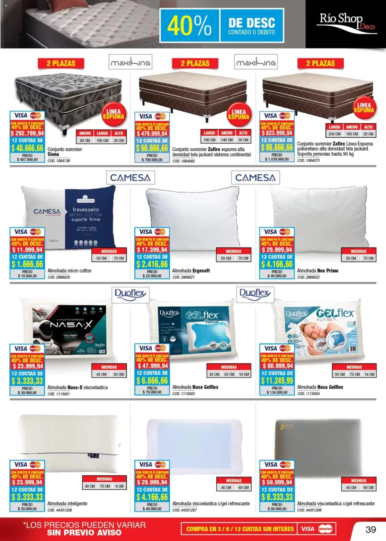 Río Shop Deco catálogo │ válido desde el 01.01.2026 | Página: 39 | Productos: Conjunto, Almohada, Espuma