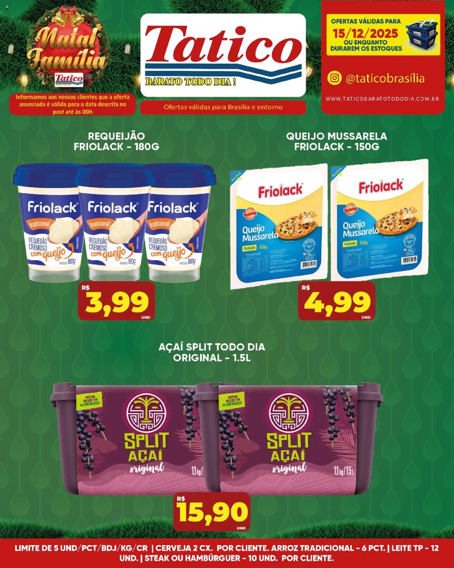 Tatico Folheto - válido de 16.12.2025 | Página: 28 | Produtos: Leite, Queijo, Arroz, Requeijão