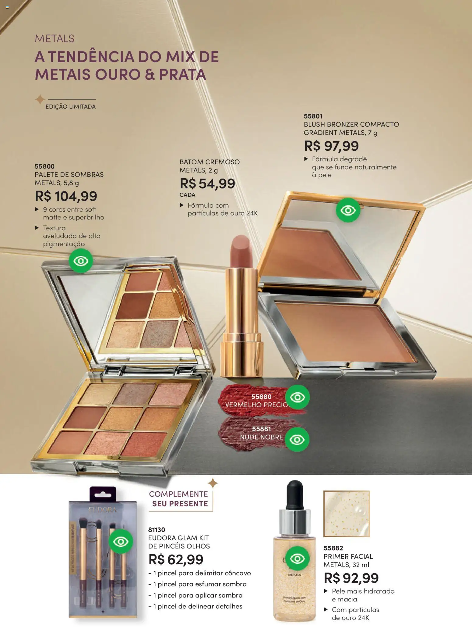 Eudora Folheto - válido de 11.03.2026 | Página: 100 | Produtos: Pincel, Batom, Primer, Bronzer
