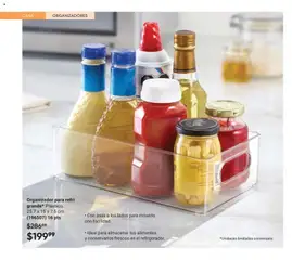Vista previa de Organizador para refri grande* Plástico., 25.7 x 15 x 7.5 cm (196507) 16 pts. Con asas a los lados para moverlo con facilidad. Ideal para almacenar tus alimentos y conservarlos frescos en el refrigerador., nuevo folleto de la tienda, válido en México a partir del 02.04.2026 | Página: 78 | Productos: Organizador