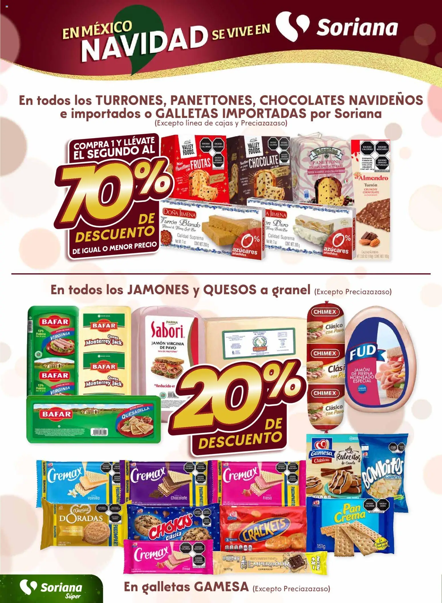 Nuevas ofertas de Soriana válidas en toda la República Mexicana desde el 04.12.2025. ¡Encuentra las mejores ofertas en Soriana - Fin de Semana Súper: Chih, Delicias, Dur y Coah (excepto Saltillo)! | Página: 2 | Productos: Chocolate, Jamón, Galletas, Turrón