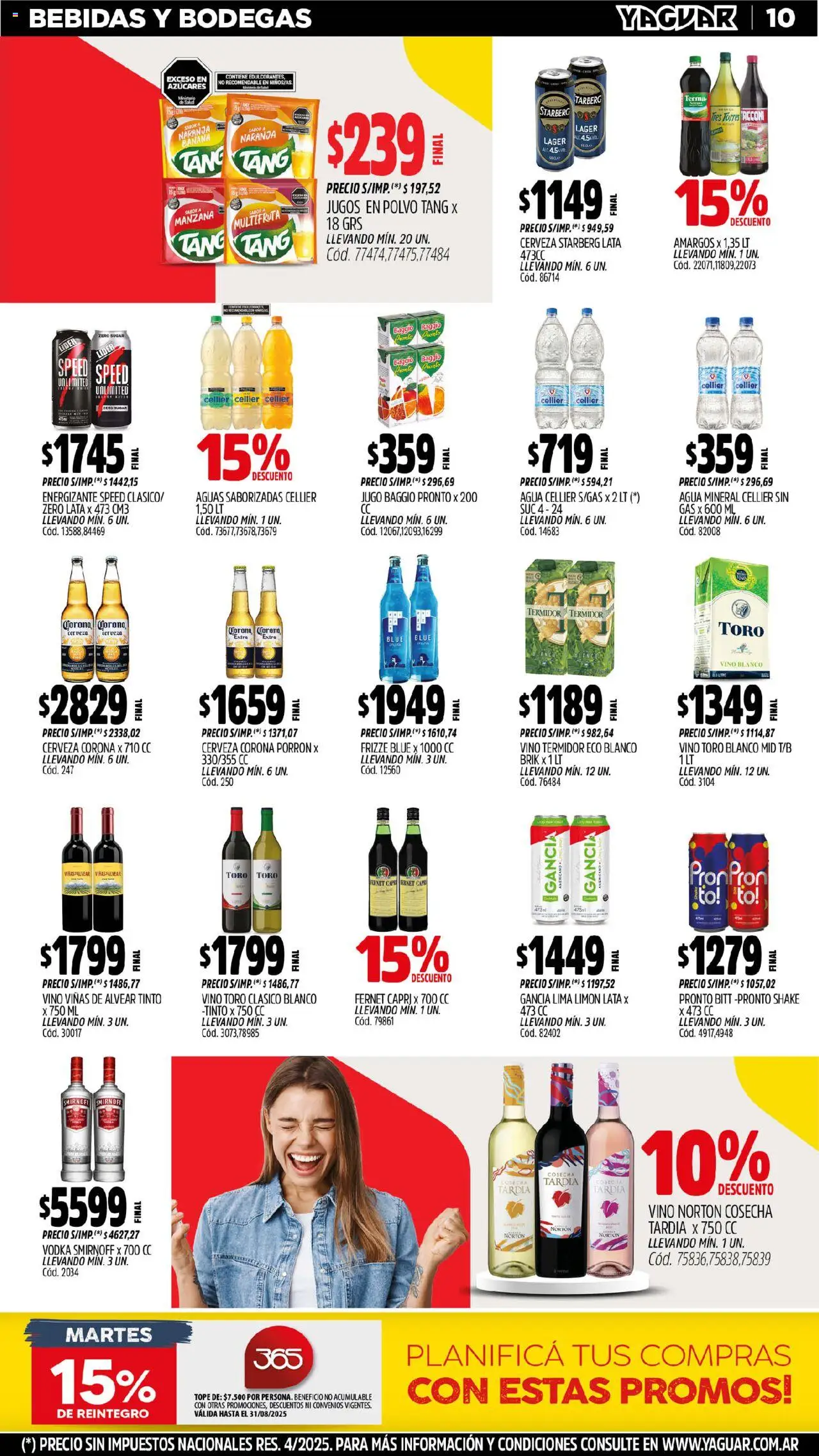 Yaguar - Bahía Blanca │ válido desde el 18.08.2025 | Página: 9 | Productos: Vodka, Banana, Vino, Cerveza