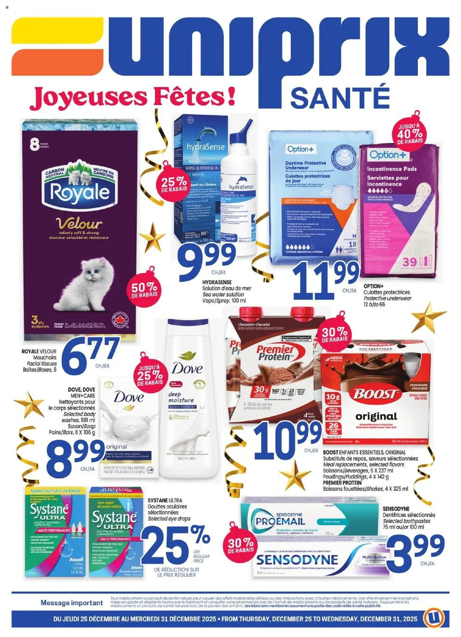 Uniprix flyer valid from 25.12.2025 | Page: 1 | Products: Chocolate, Underwear
