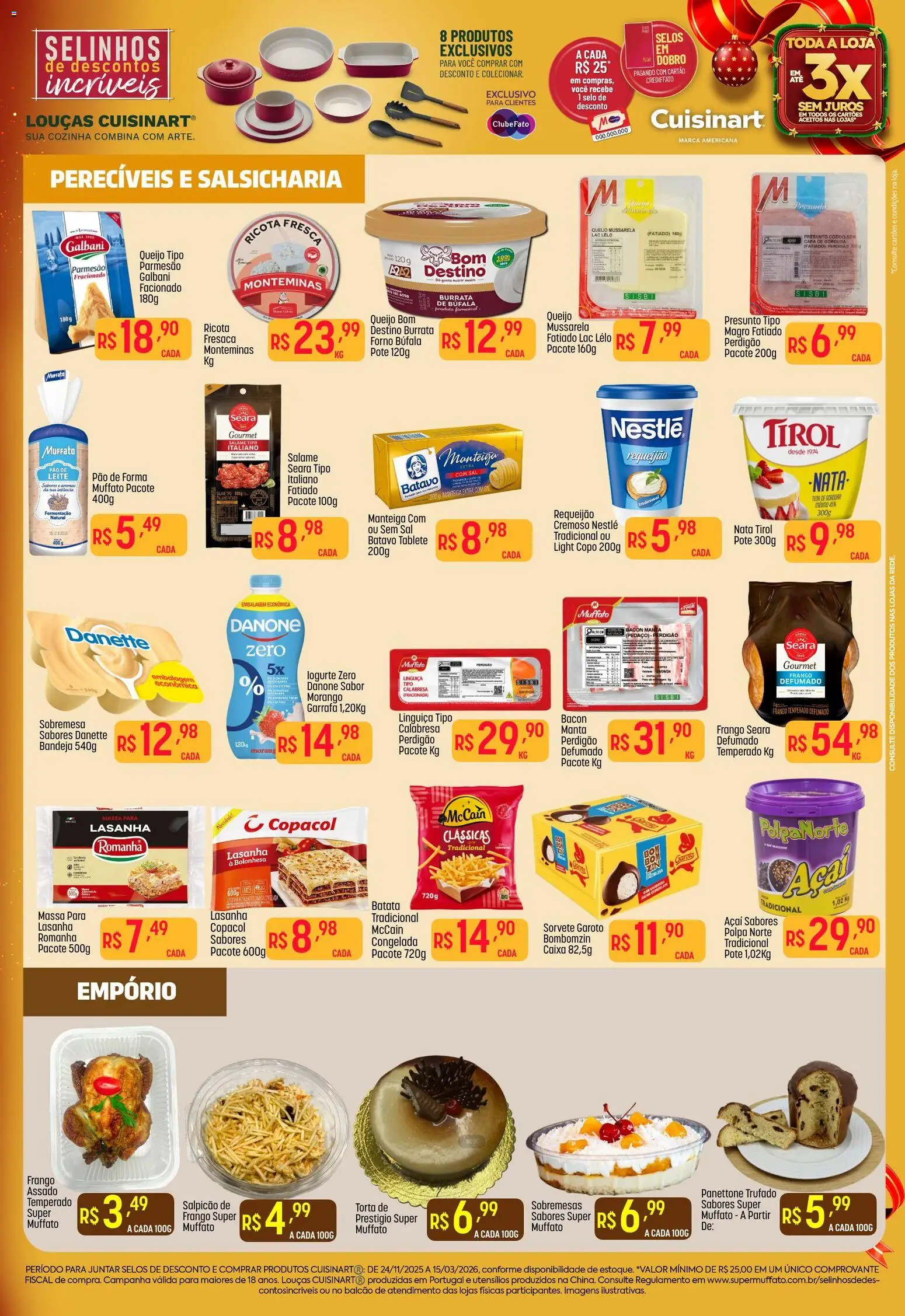 Super Muffato Folheto - válido de 20.12.2025 | Página: 3 | Produtos: Leite, Manteiga, Salame, Sorvete