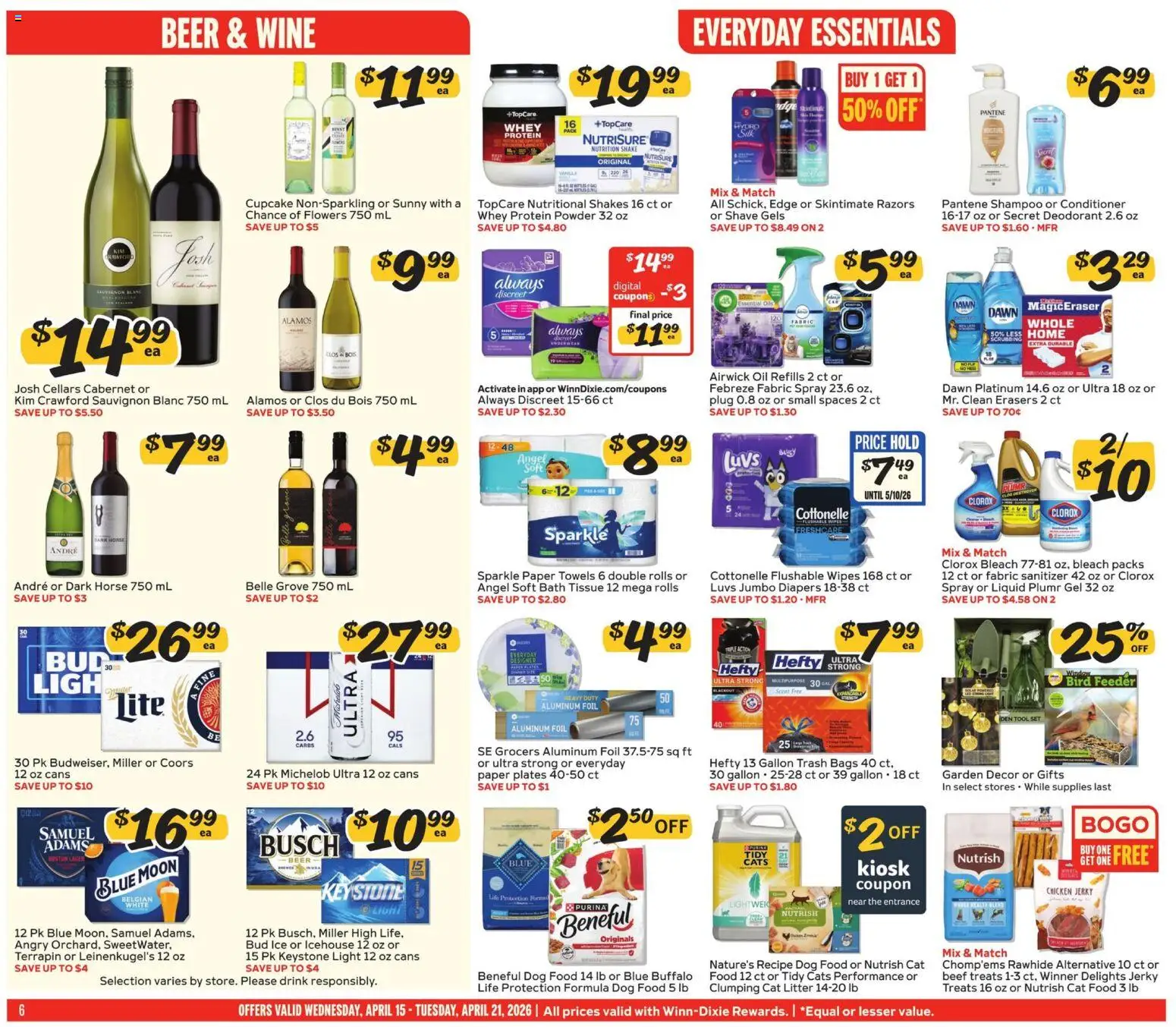 Winn Dixie Weekly Ad - valid from 15.04.2026 | Page: 6 | Products: Oil, Deodorant, Beef, Cupcake