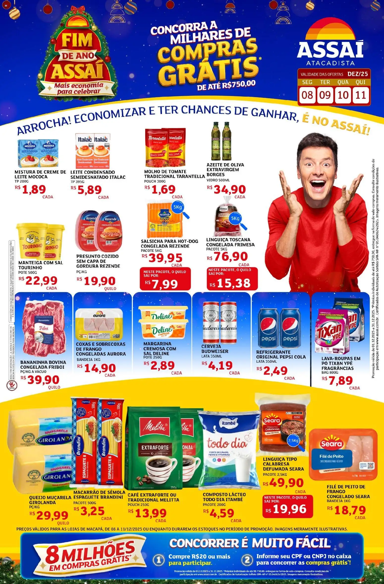 Assaí Atacadista Folheto - válido de 08.12.2025 | Página: 1 | Produtos: Espaguete, Café, Creme, Sal