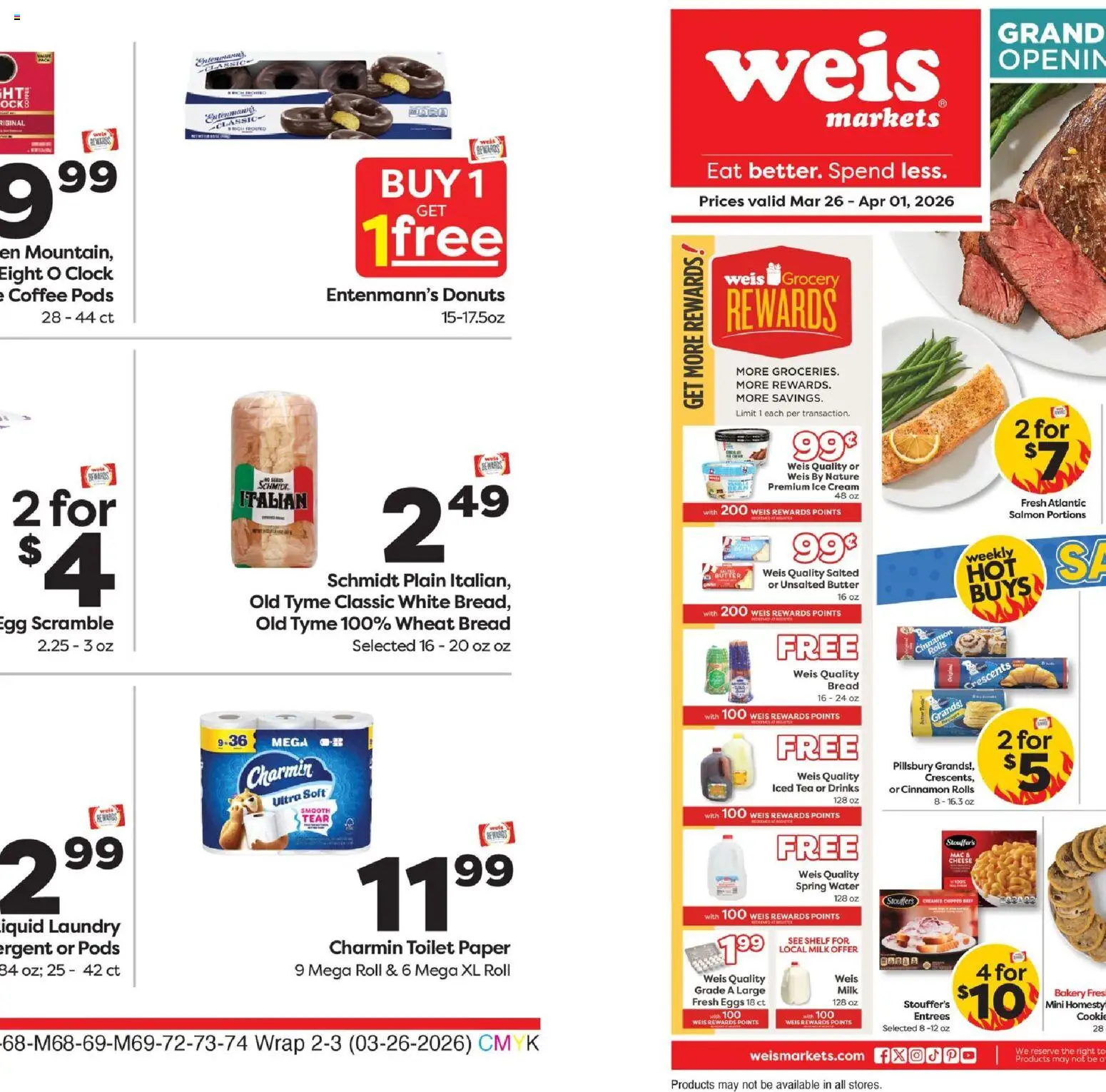 Weis Weekly Circular - MD - valid from 26.03.2026 | Page: 3 | Products: Eggs, Beef, Ice cream, Water