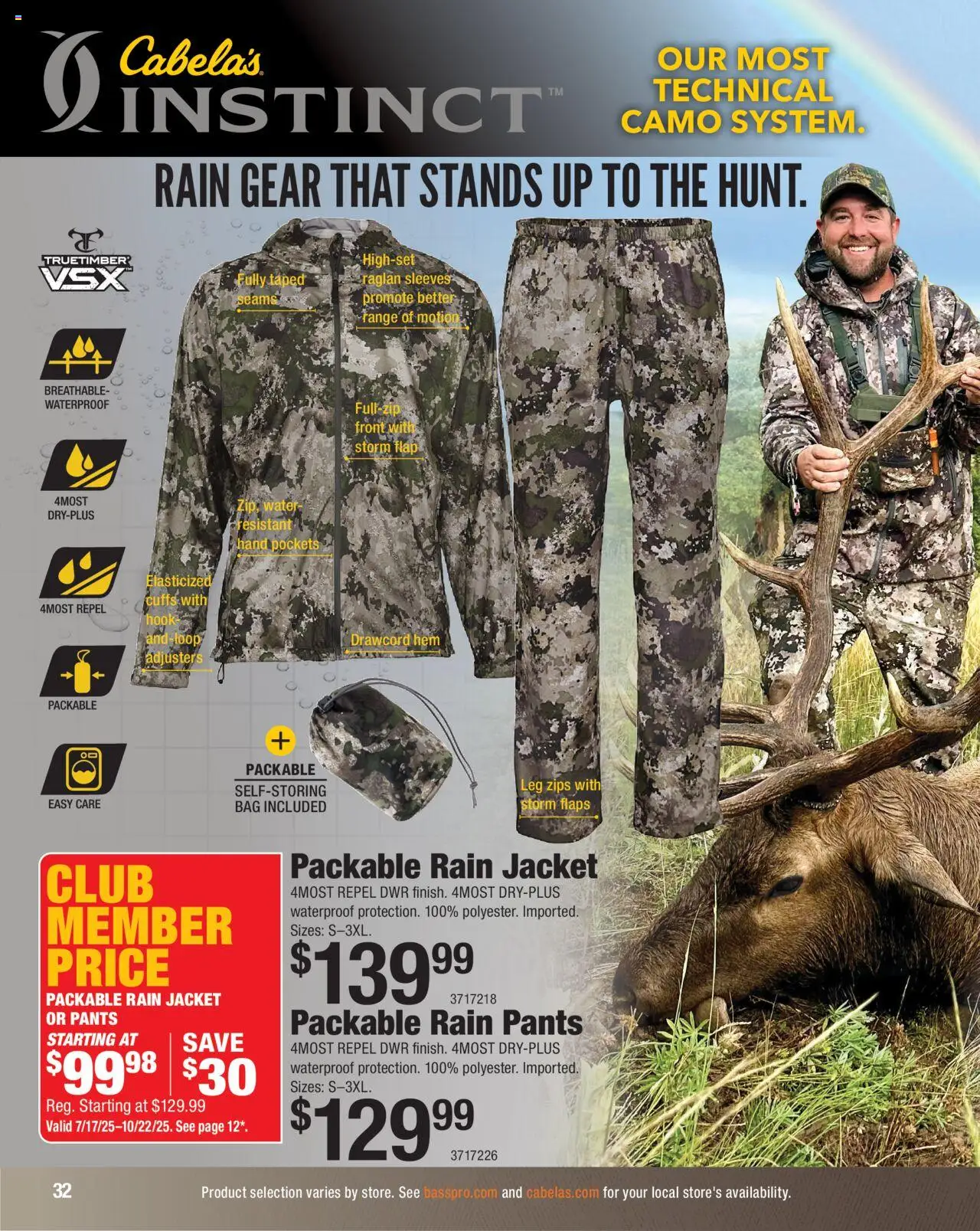 Cabela's Hunting Master 25 - valid from 11.08.2025 | Page: 32 | Products: Rain Gear, Jacket, Pants, Bag
