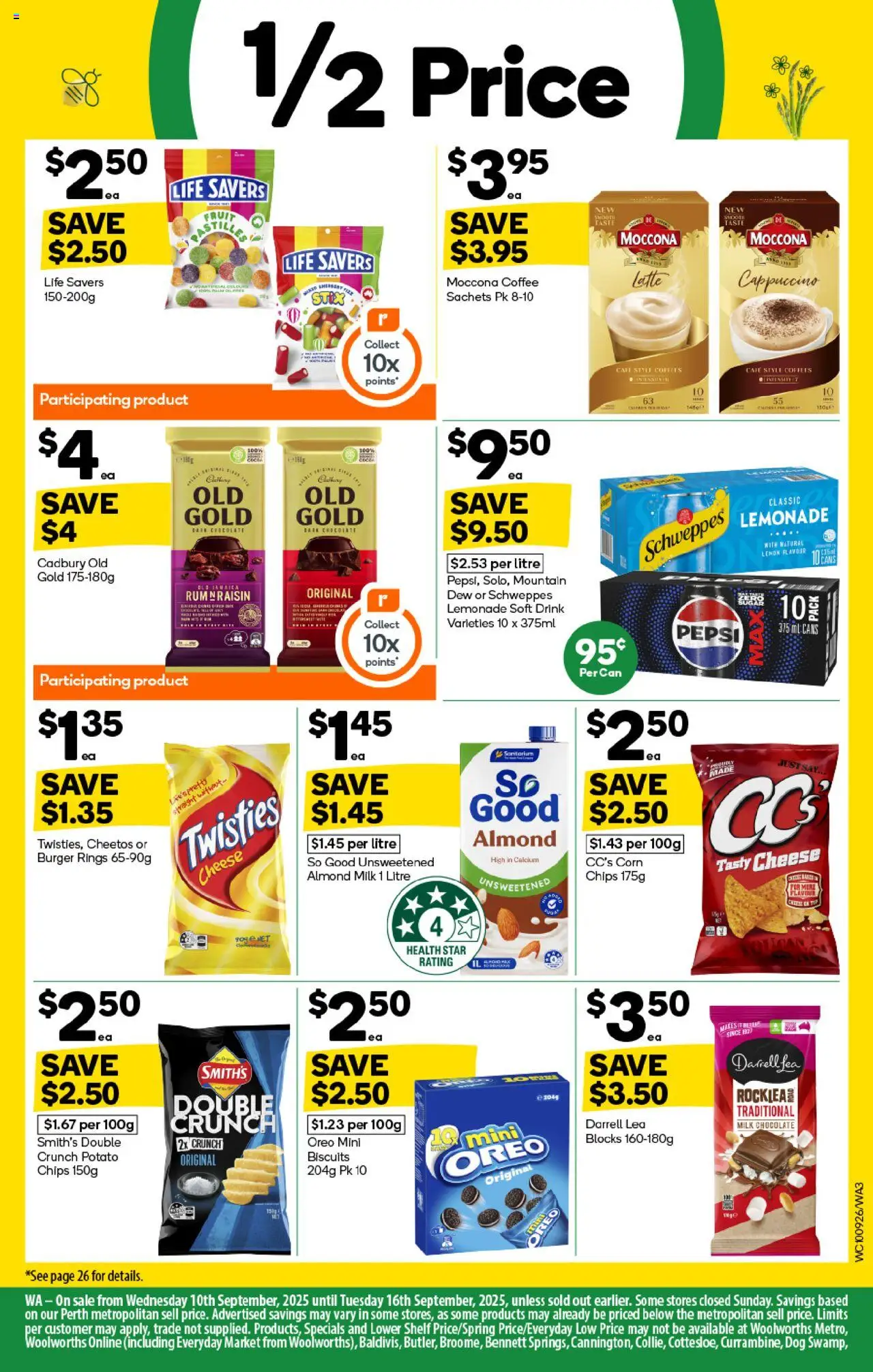 Woolworths catalogue - valid from 10.09.2025 | Page: 3 | Products: Cheese, Pepsi, Biscuits, Moccona