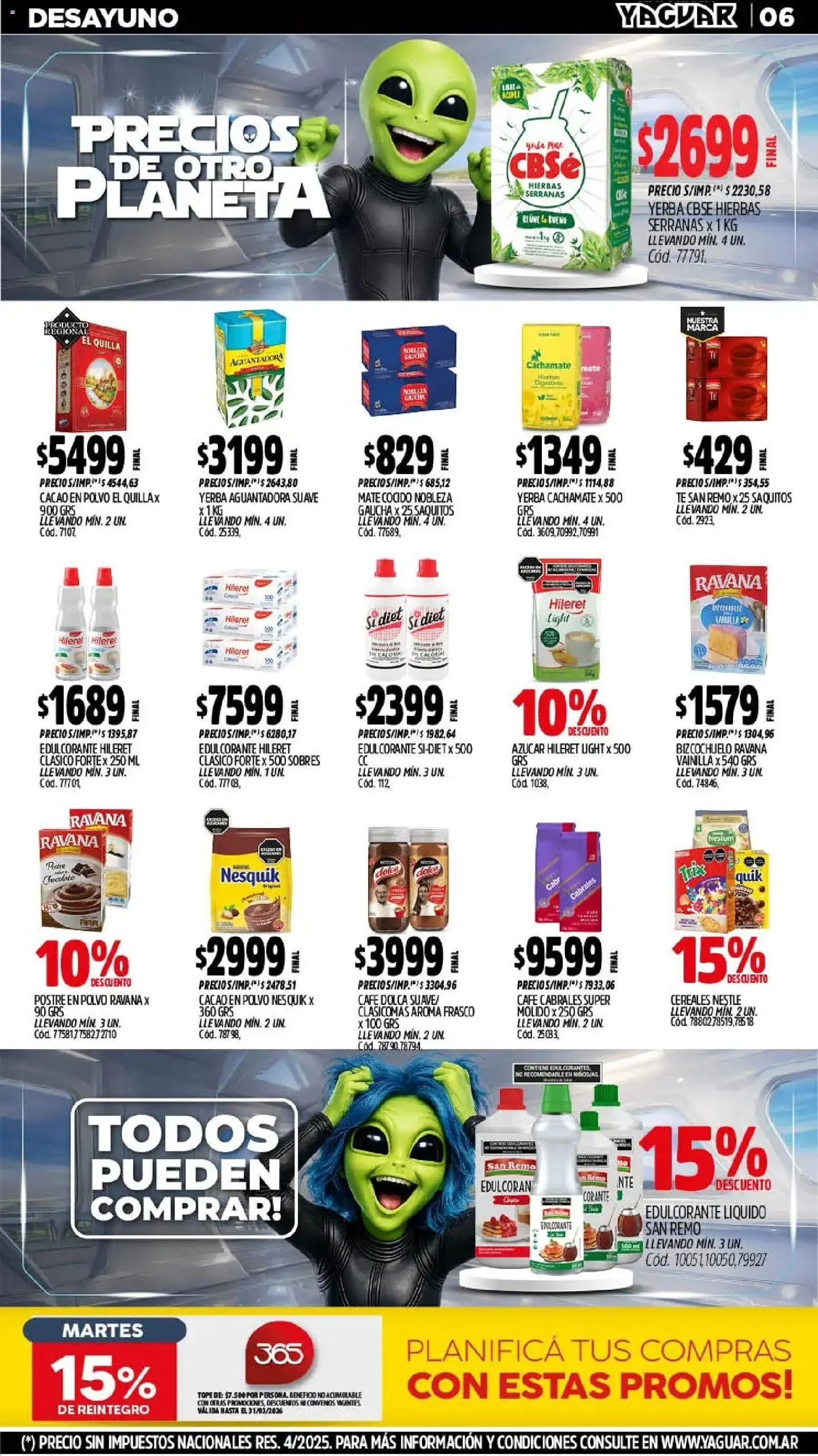 Yaguar - Oferta Semanal Santa Fé │ válido desde el 02.03.2026 | Página: 6 | Productos: Mate, Edulcorante, Té, Cacao