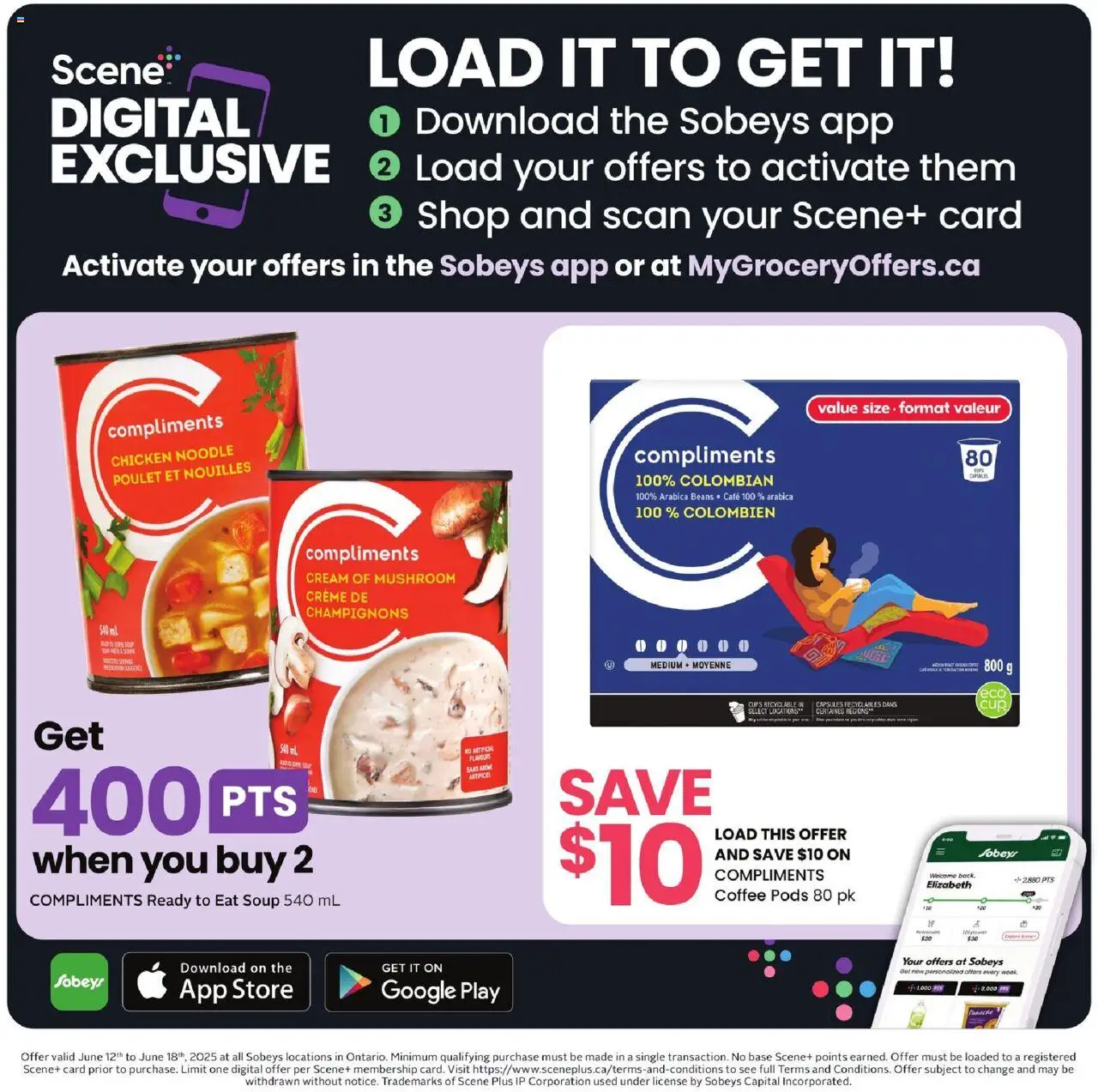 Sobeys flyer valid from 12.06.2025 | Page: 6 | Products: Cream, Coffee, Chicken
