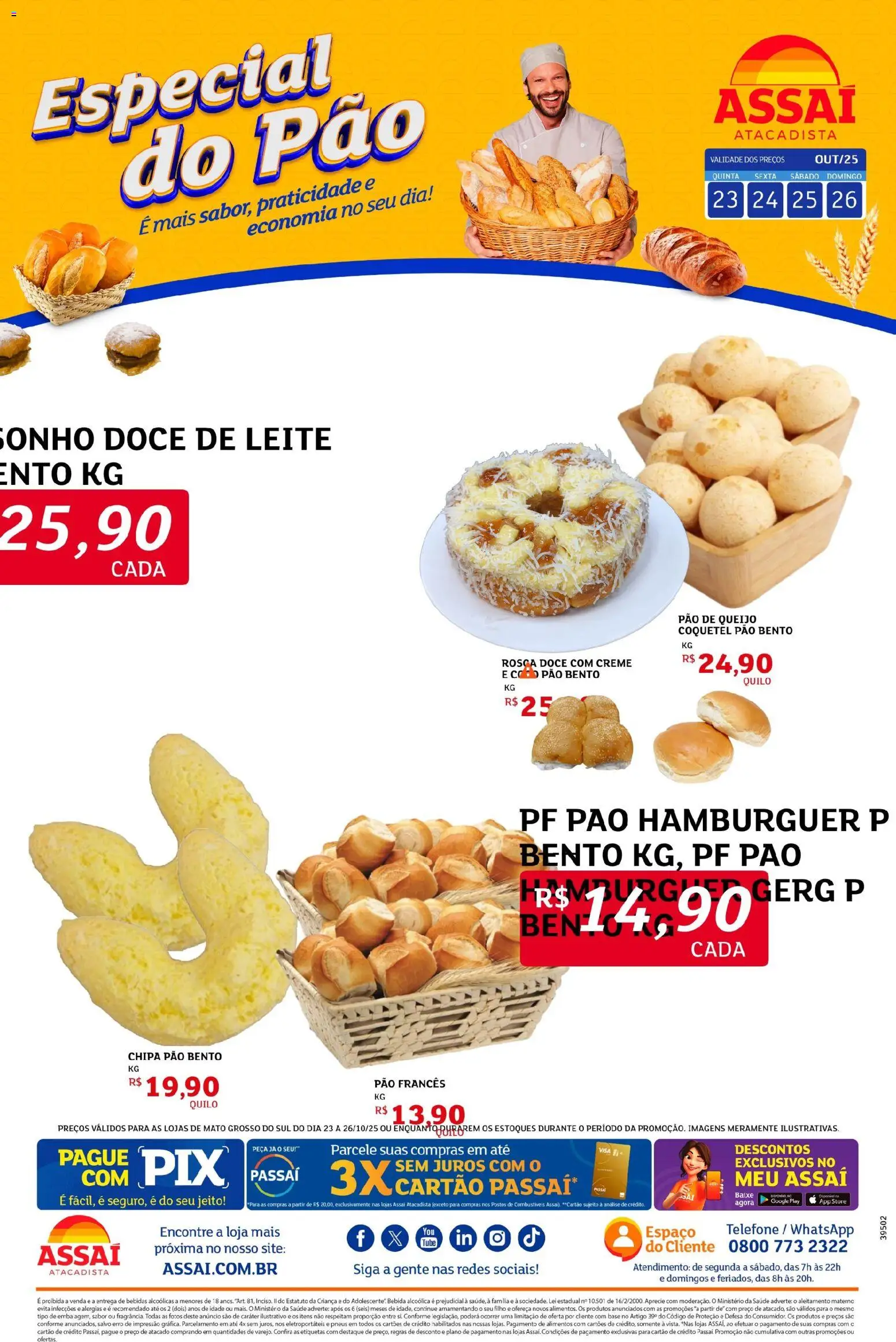 Assaí Atacadista Folheto - válido de 30.10.2025 | Página: 1 | Produtos: Creme, Hambúrguer, Telefone, Pão francês