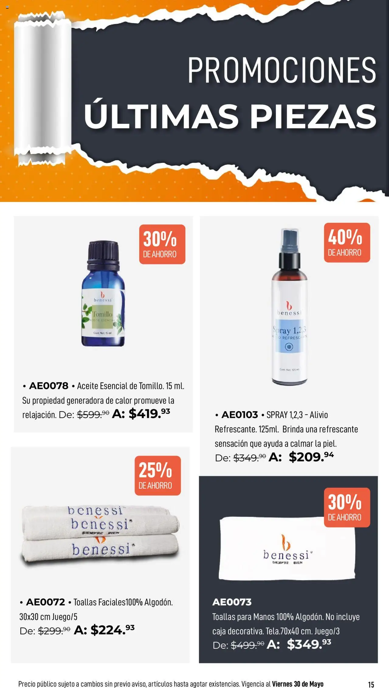 Nuevas ofertas de Home Interiors válidas en toda la República Mexicana desde el 19.05.2025. ¡Encuentra las mejores ofertas en Home Interiors catálogo Benessi! | Página: 15 | Productos: Aceite, Caja, Toallas