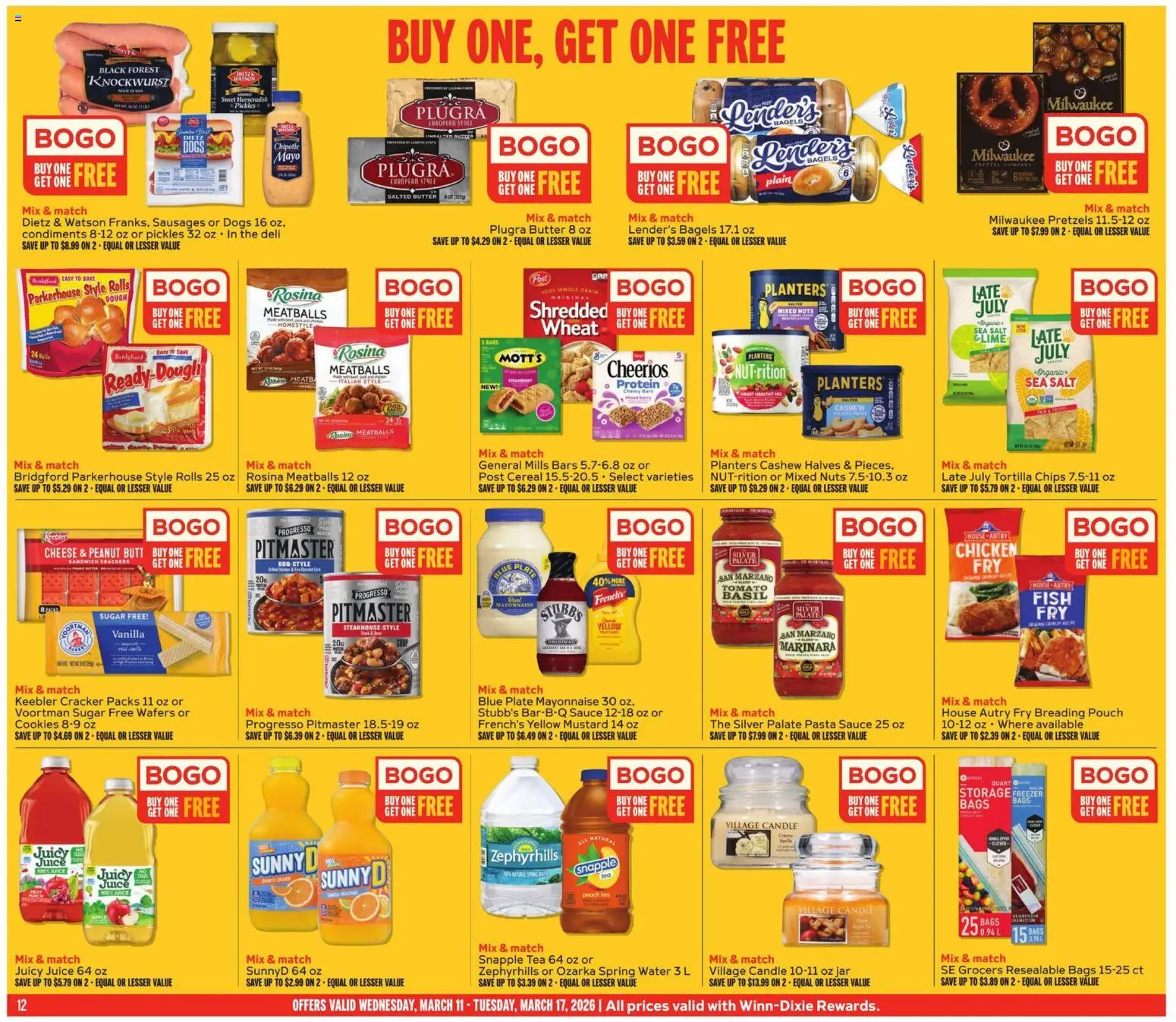 Winn Dixie Weekly Circular - GA - valid from 11.03.2026 | Page: 12 | Products: Pasta, Nuts, Mayonnaise, Sauce