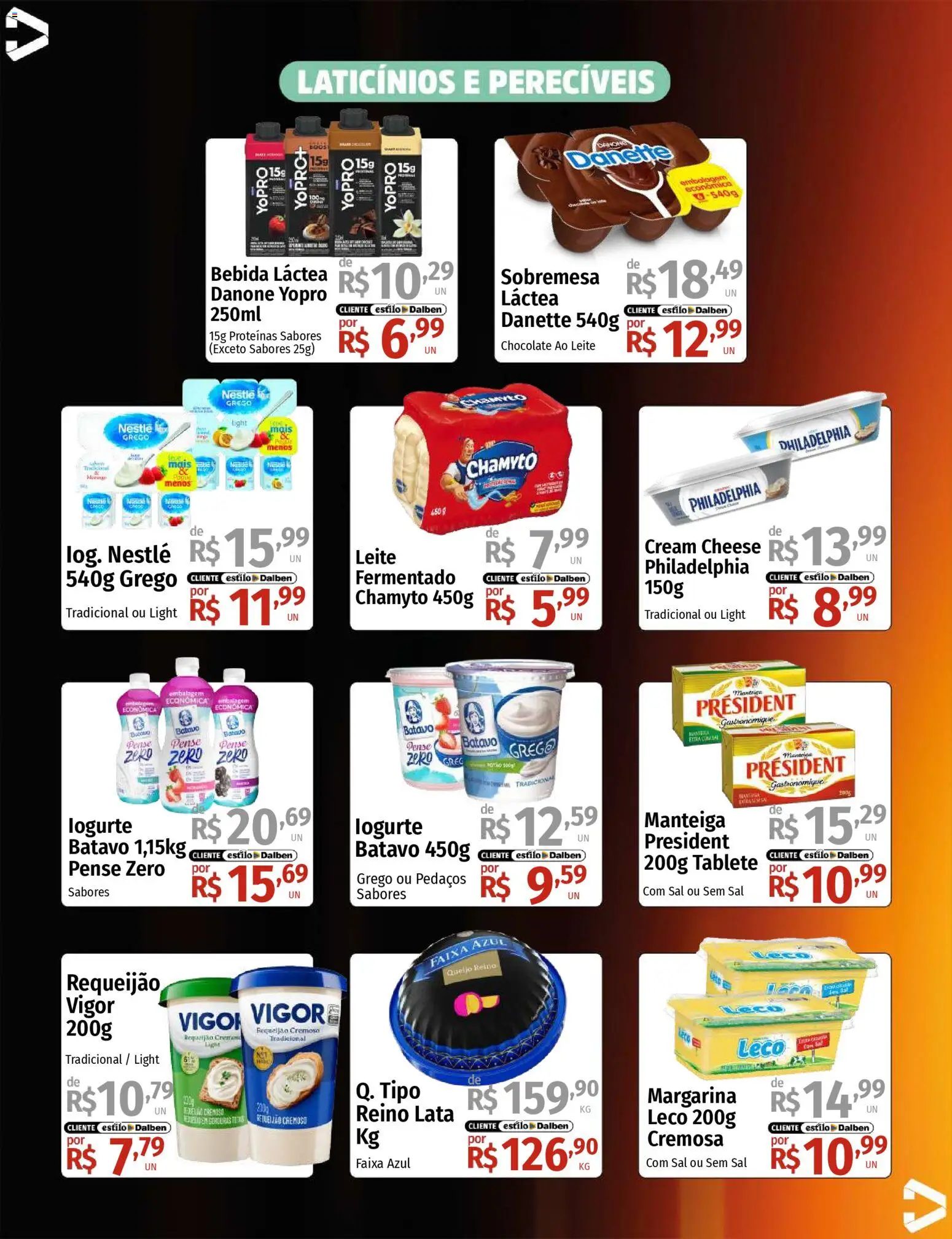 Supermercado Dalben Folheto - válido de 28.11.2025 | Página: 9 | Produtos: Leite, Queijo, Chocolate, Bebida