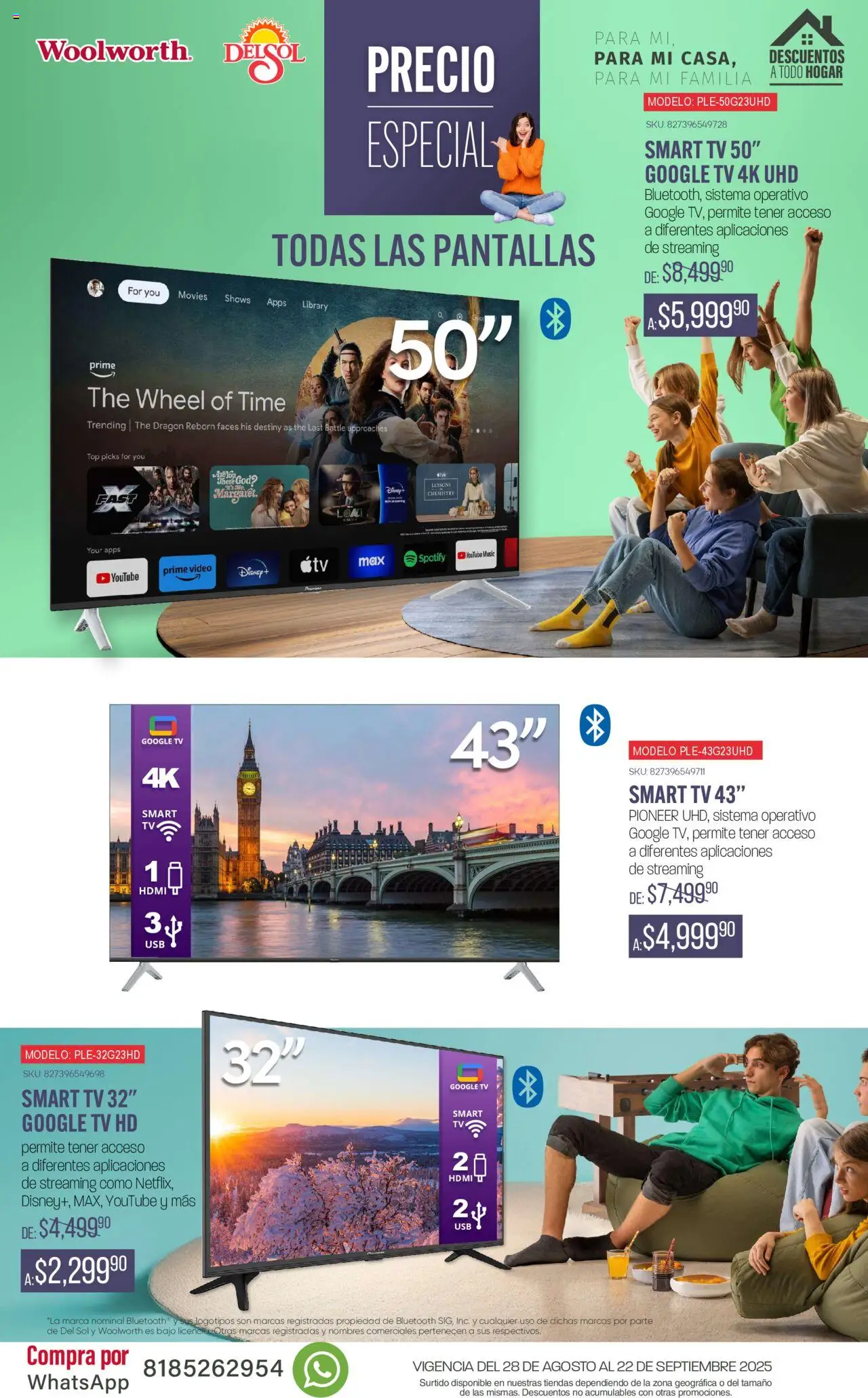 Nuevas ofertas de Del Sol y Woolworth válidas en toda la República Mexicana desde el 28.08.2025. ¡Encuentra las mejores ofertas en Del Sol y Woolworth - Catálogo - Para mi casa! | Página: 32 | Productos: Usb, Pantallas, Top, Video